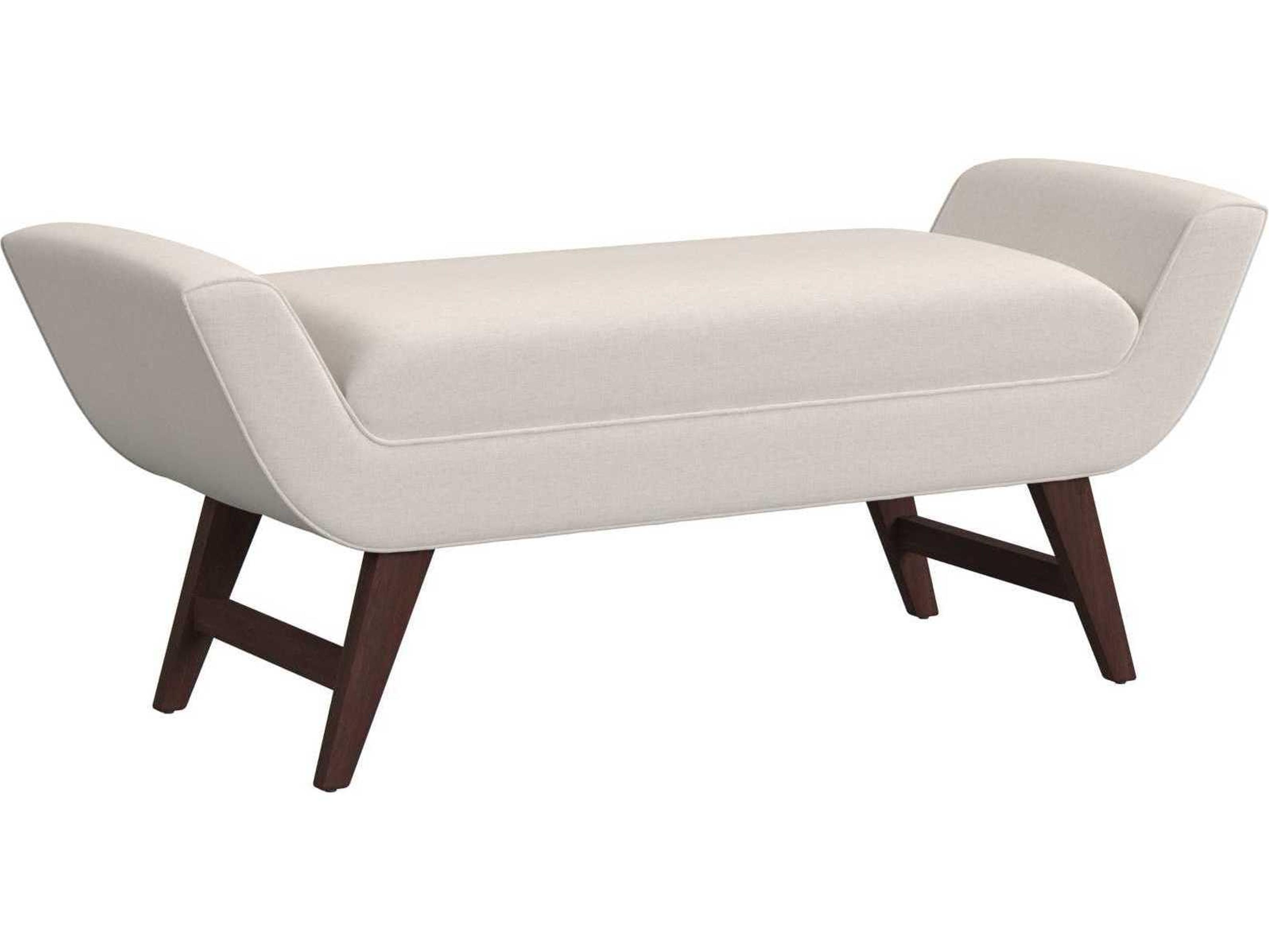 Beige Brown White Upholstered Accent Bench