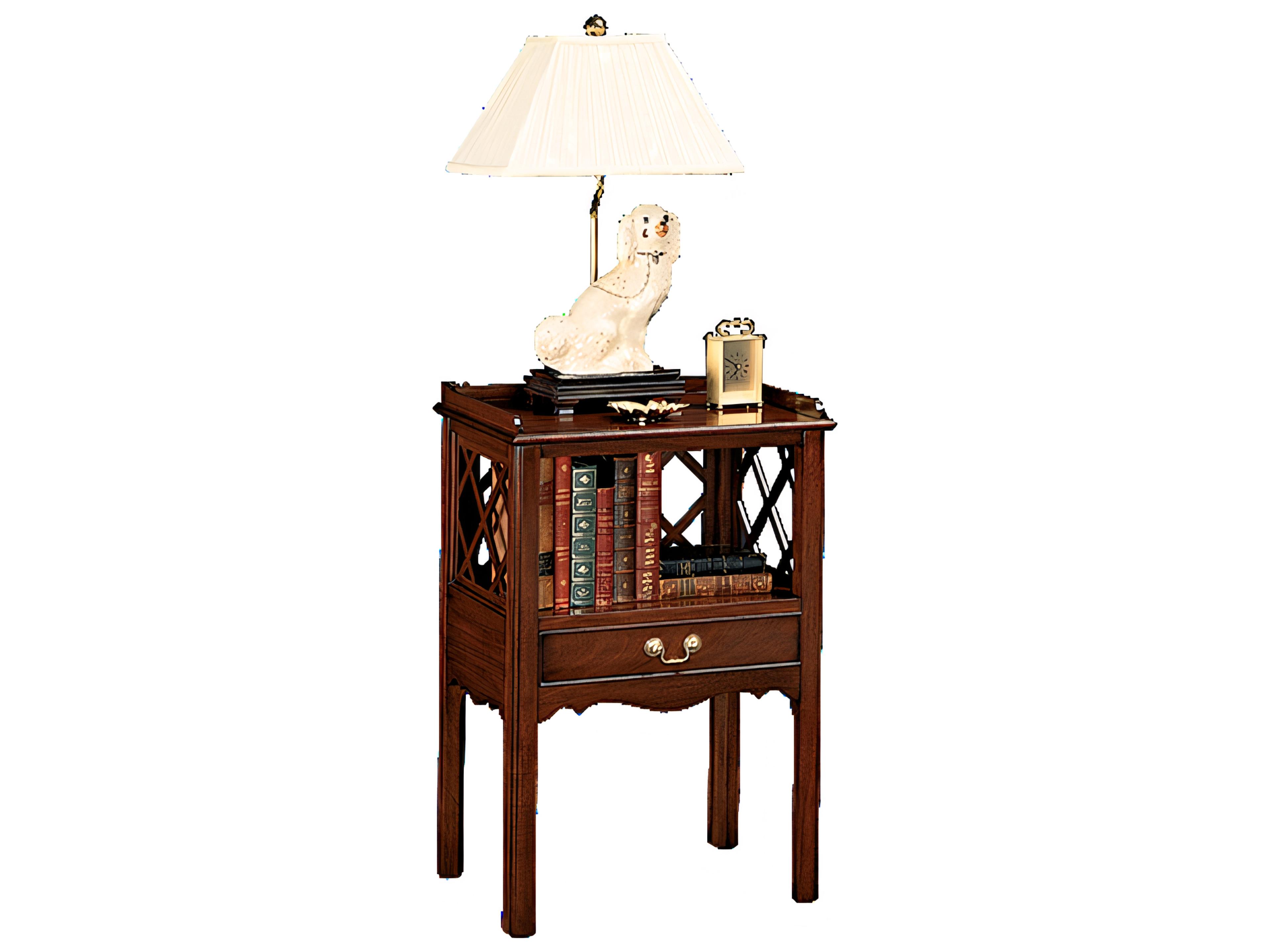 1-Drawer Brown Mahogany Wood Nightstand