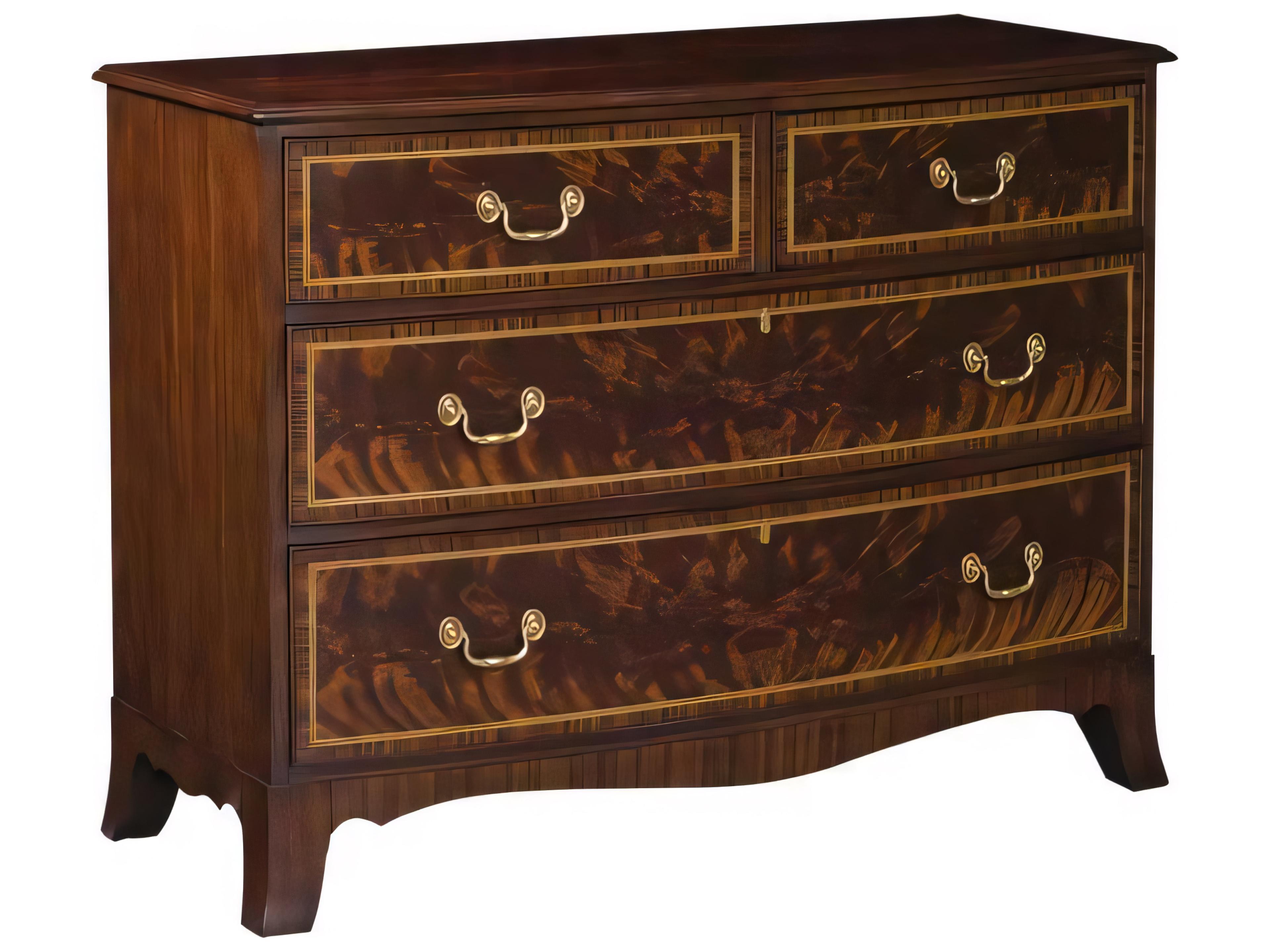4-Drawers Brown Mahogany Wood Dresser