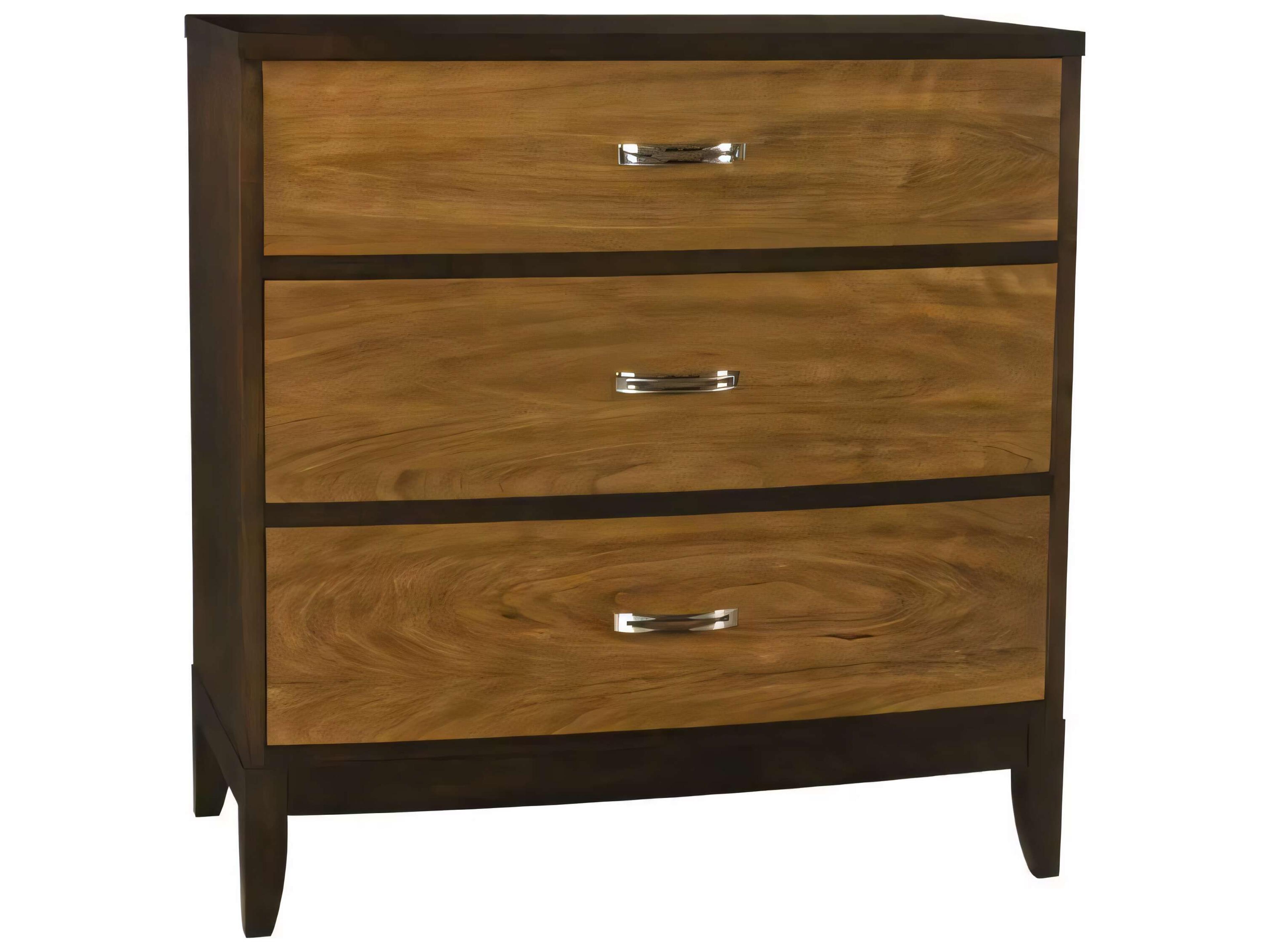Bowfront 3-Drawers Brown Mahogany Wood Dresser