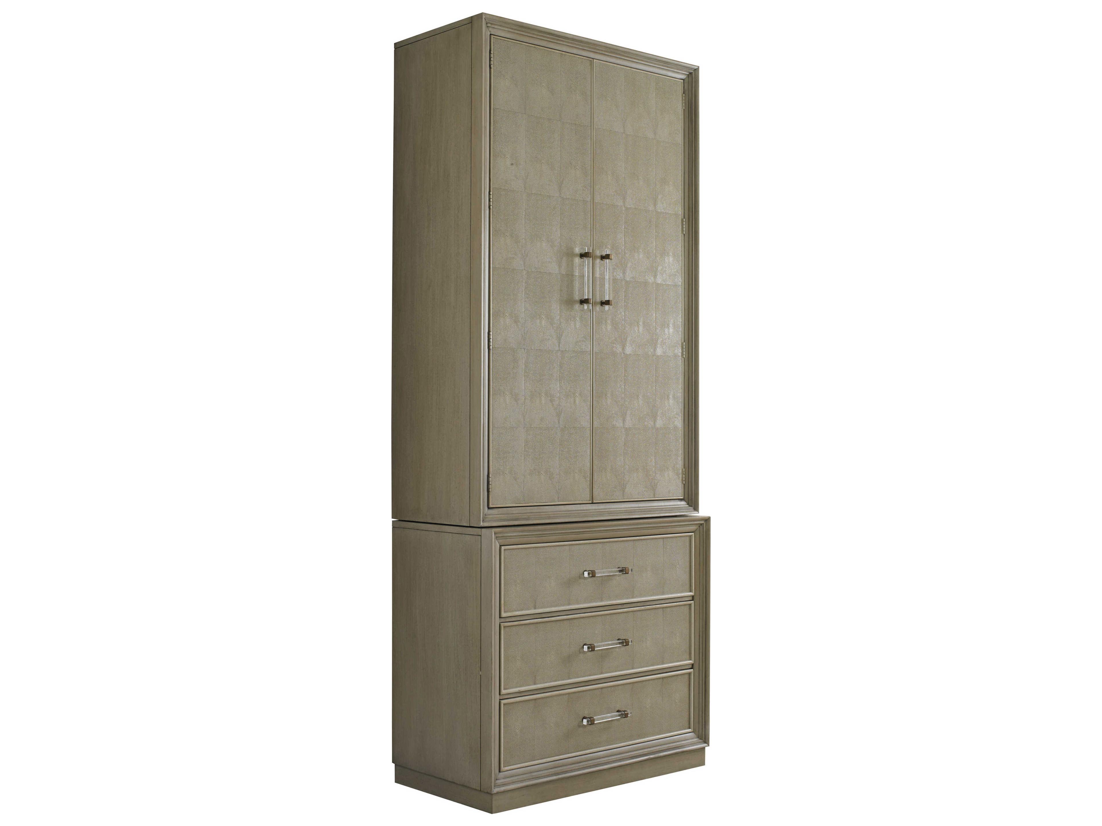 Hickory White Daniel Tall 2-Door Accent Cabinet with Faux Shagreen