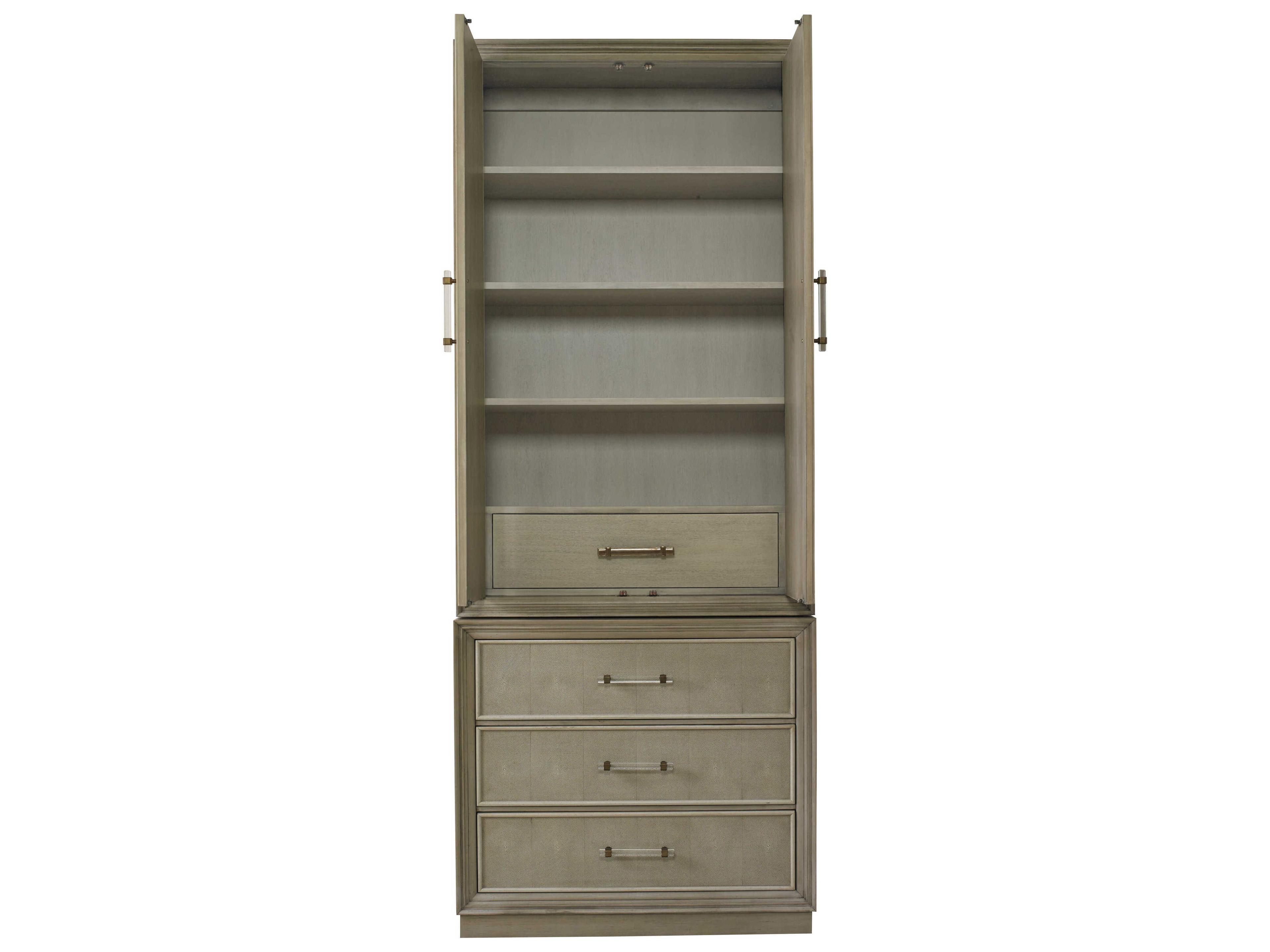 Hickory White Daniel Tall 2-Door Accent Cabinet with Faux Shagreen