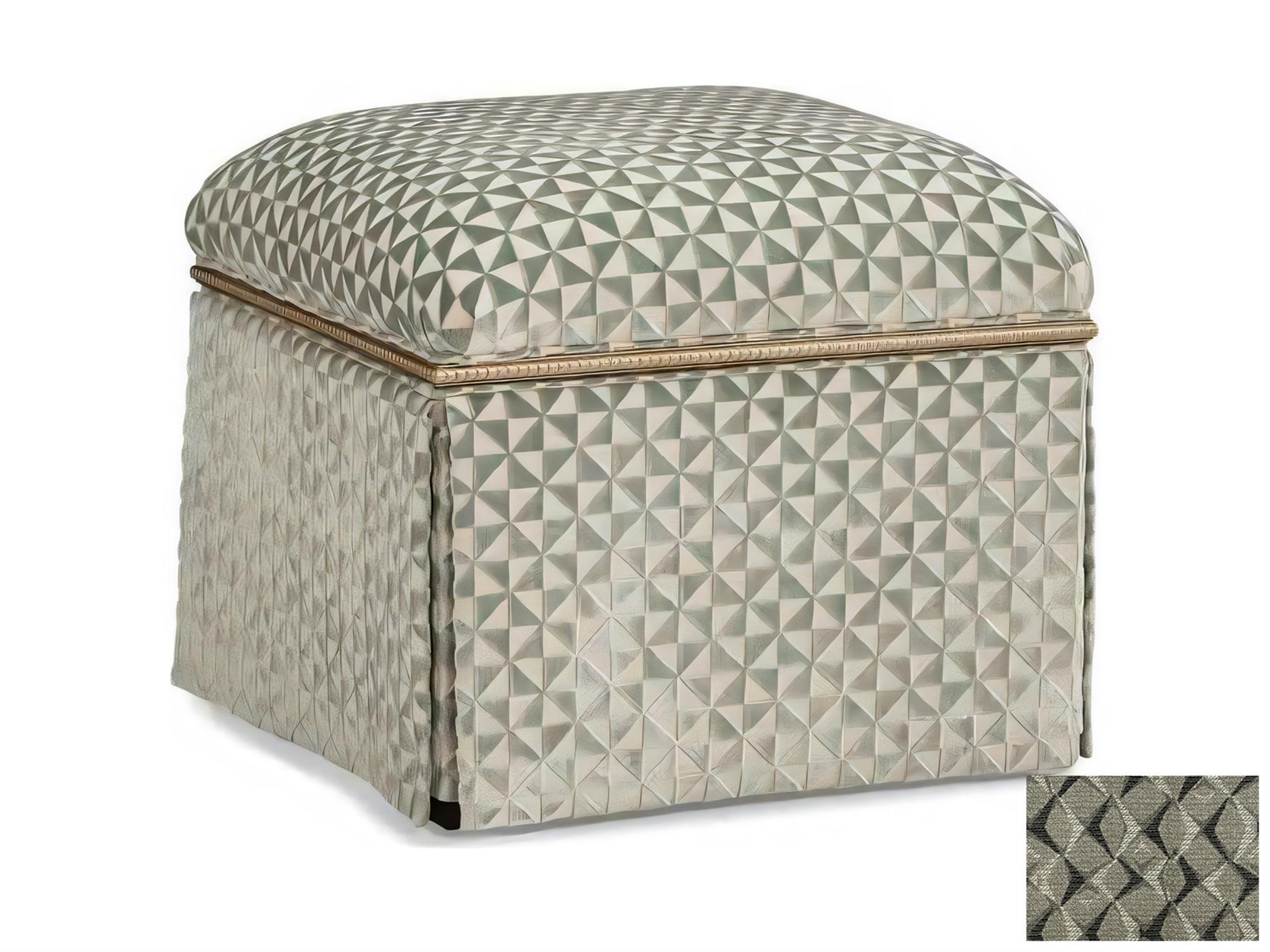 Custom Elements Upholstery Platinum Green Upholstered Ottoman
