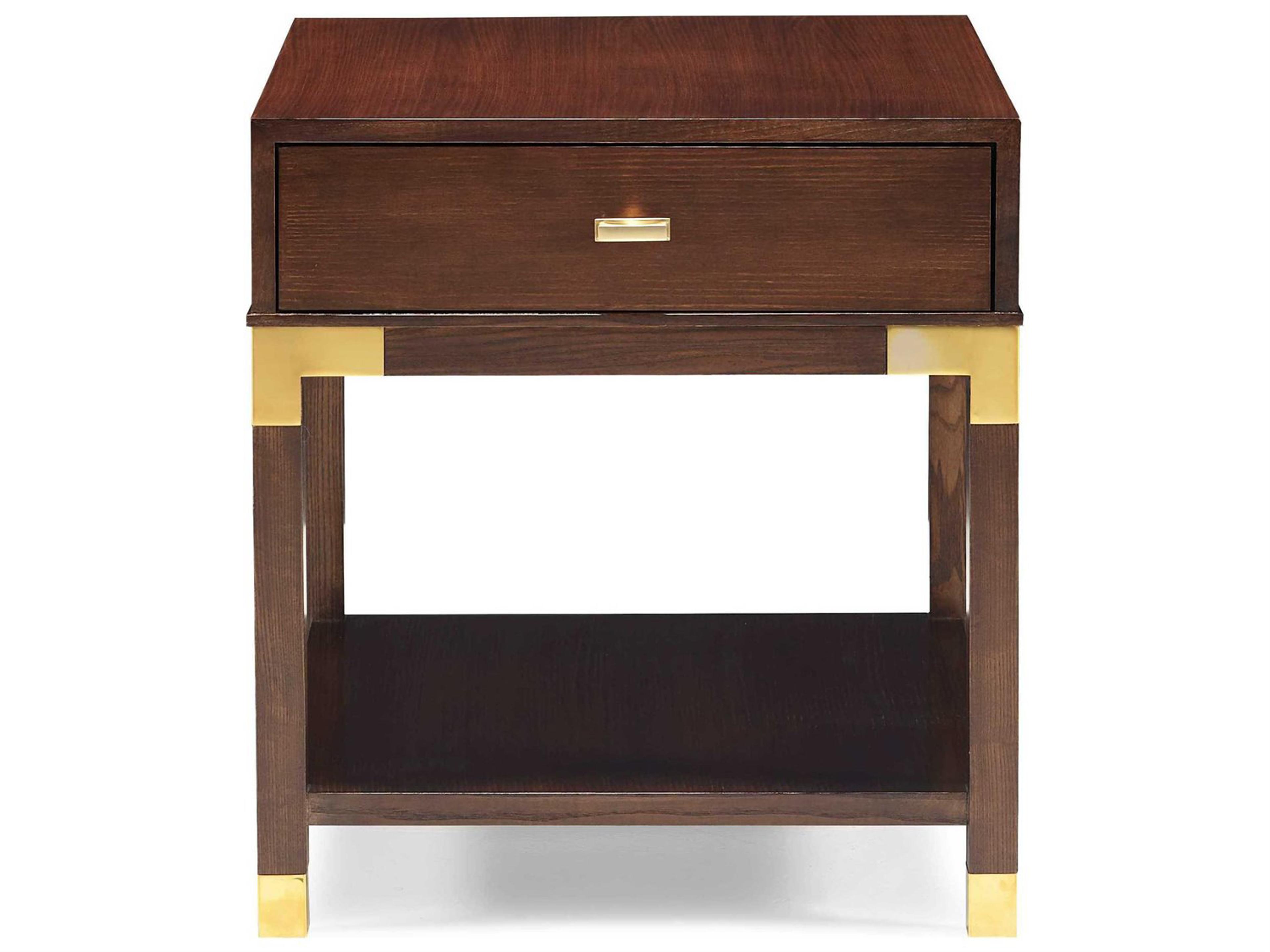 Hickory White Trellis Rectangular Wood Modern Walnut End Table