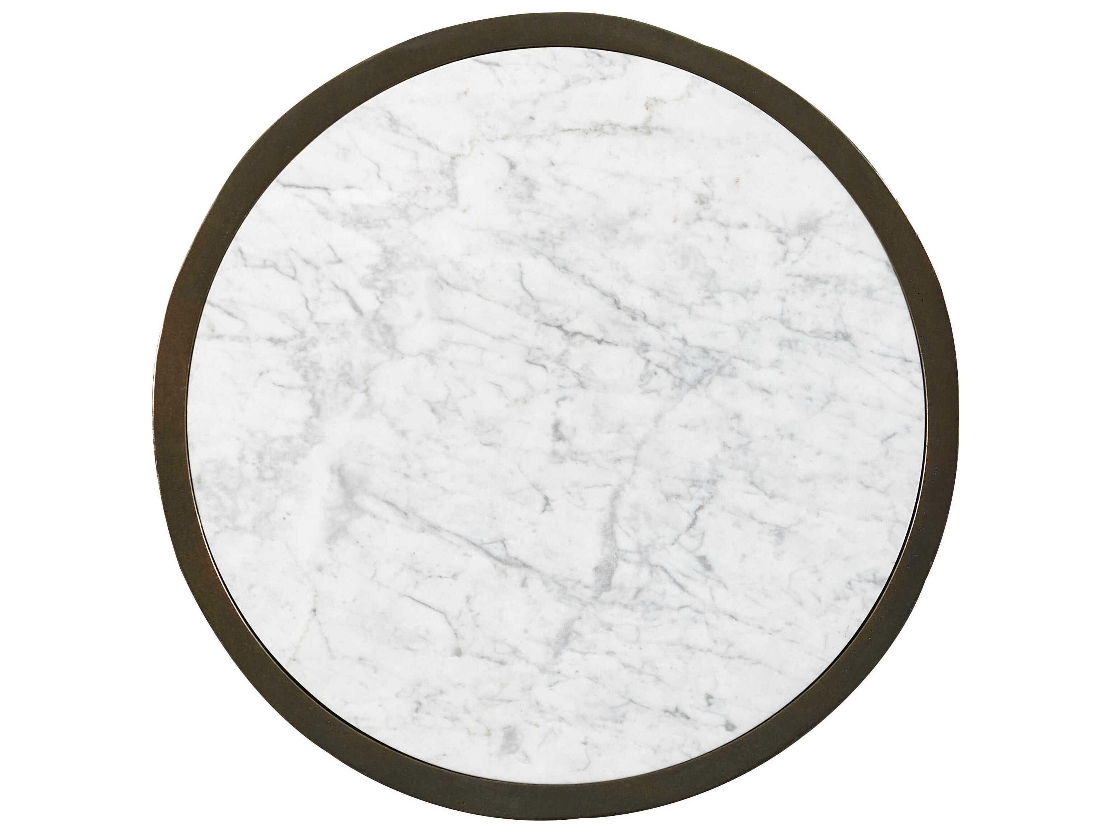 Hickory White Trellis Round Marble Hardin End Table