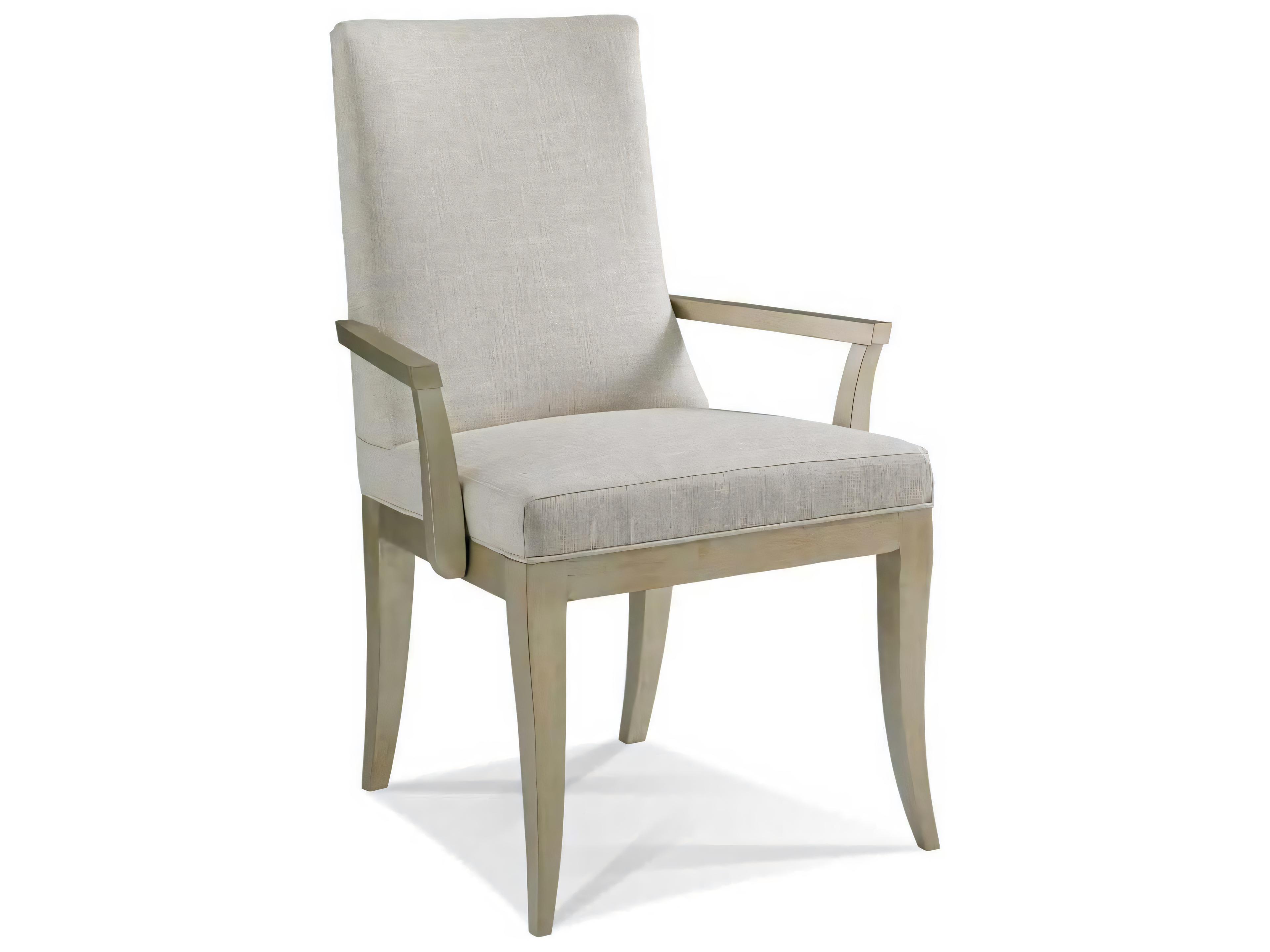 Milan Beige Upholstered Delta Arm Dining Chair