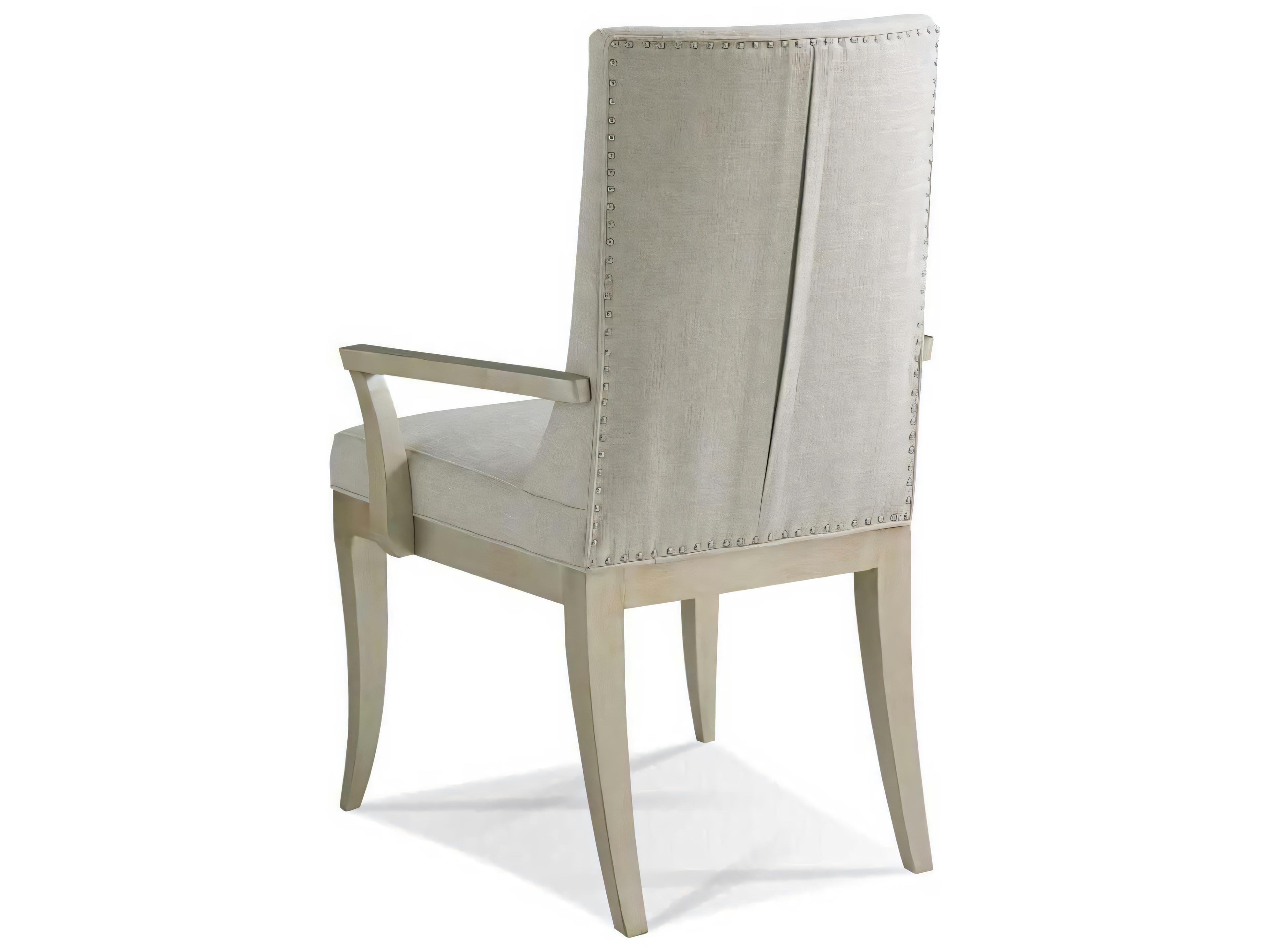 Hickory White Milan Beige Upholstered Arm Dining Chair