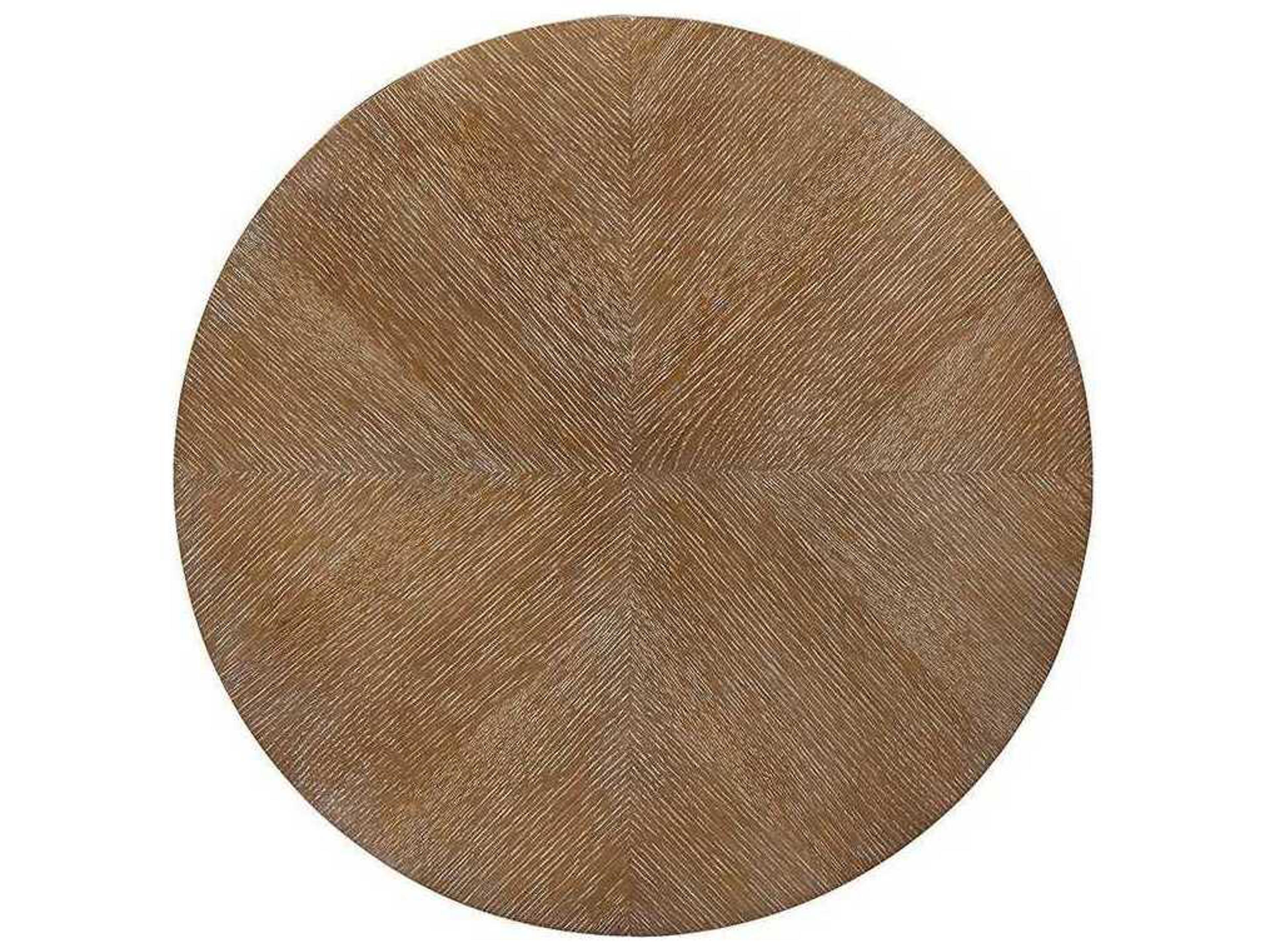 Hickory White Central Park Round Wood Vintage Grey Ray End Table