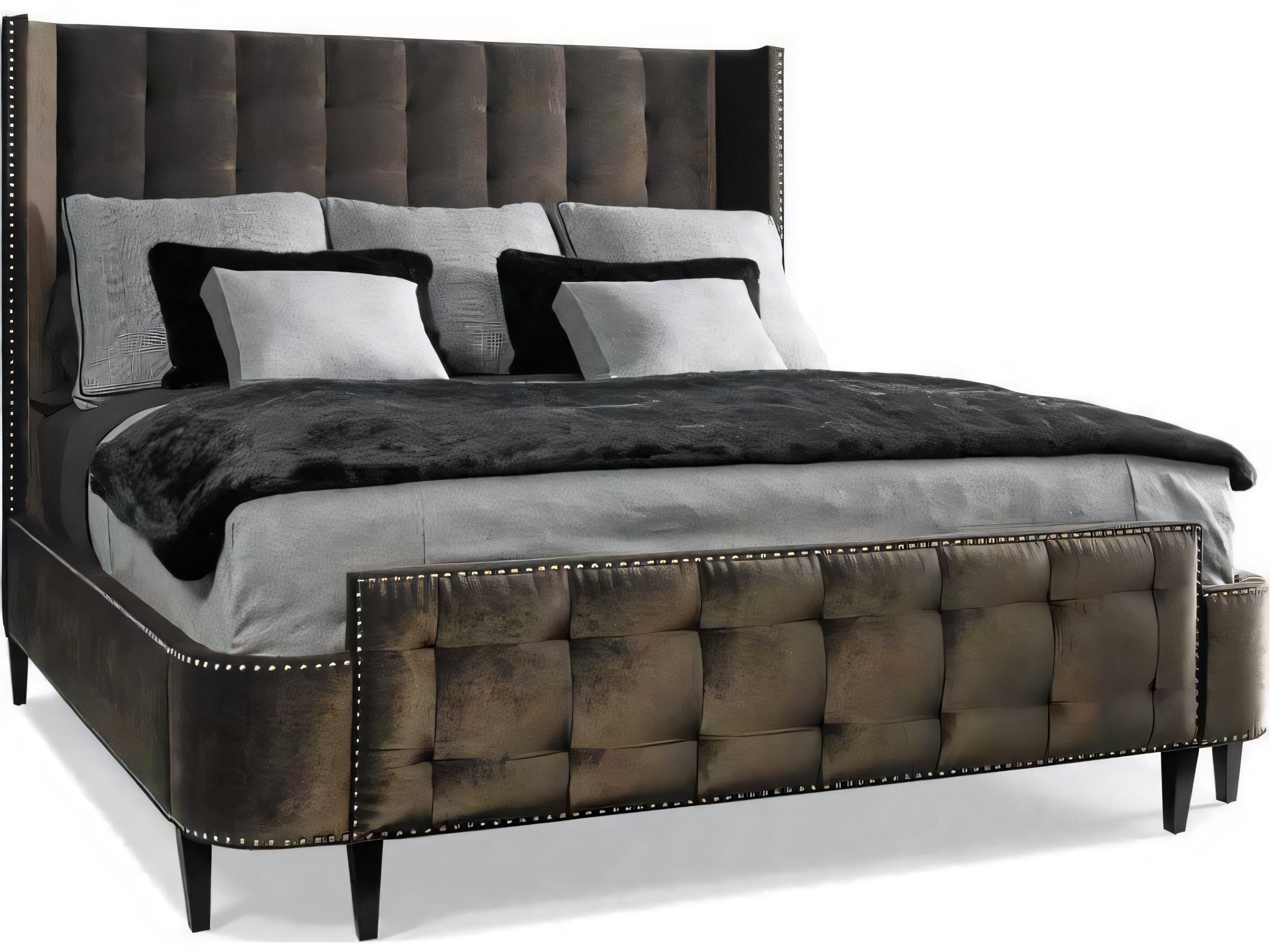 Central Park Cafe Noir Brown Maple Wood Upholstered Queen Panel Bed