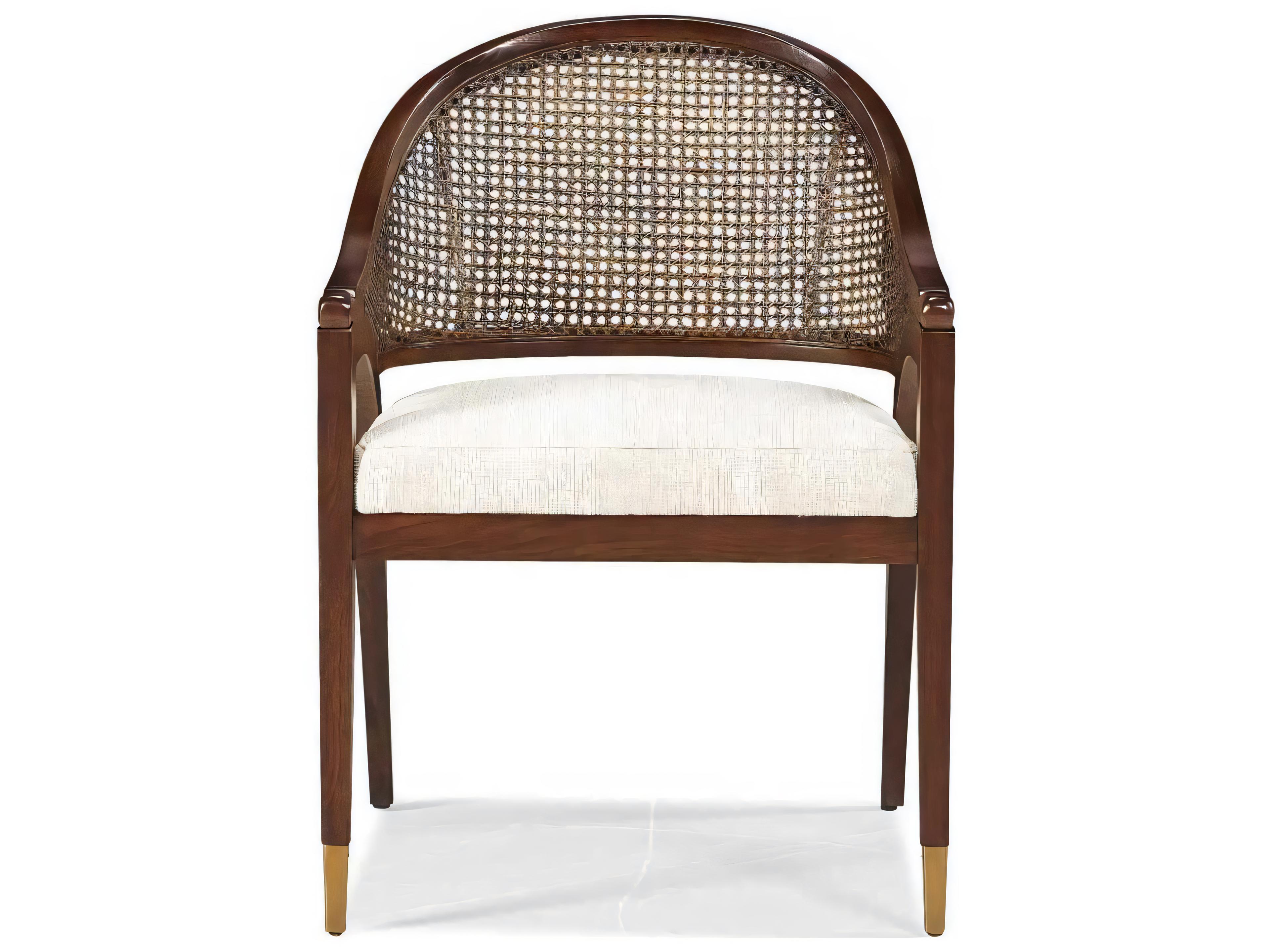 Hickory White Journey The World Oak Wood Brown Upholstered Arm Dining Chair