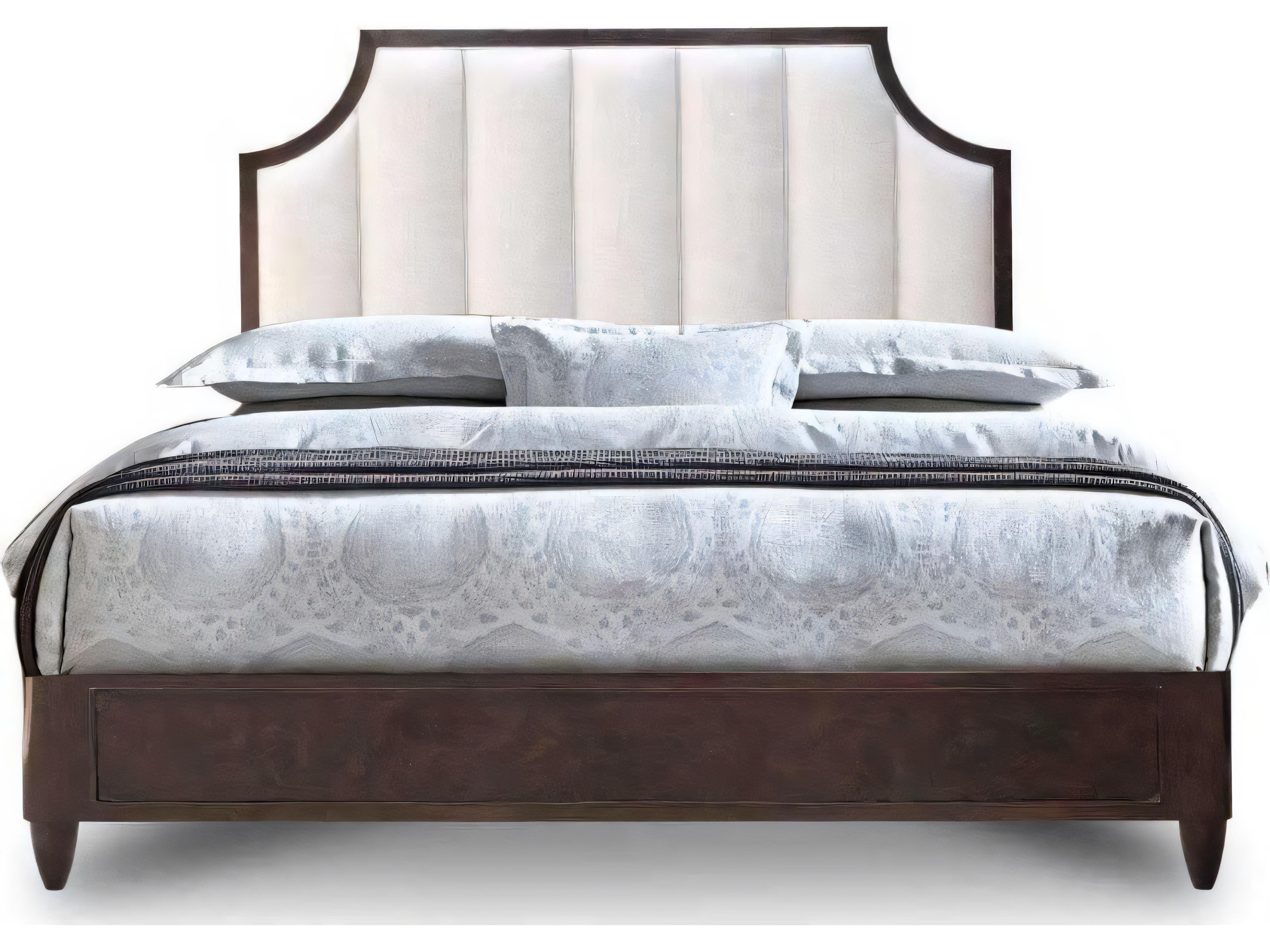Cezanne King Bed in Vuitton Brown with Upholstered Headboard