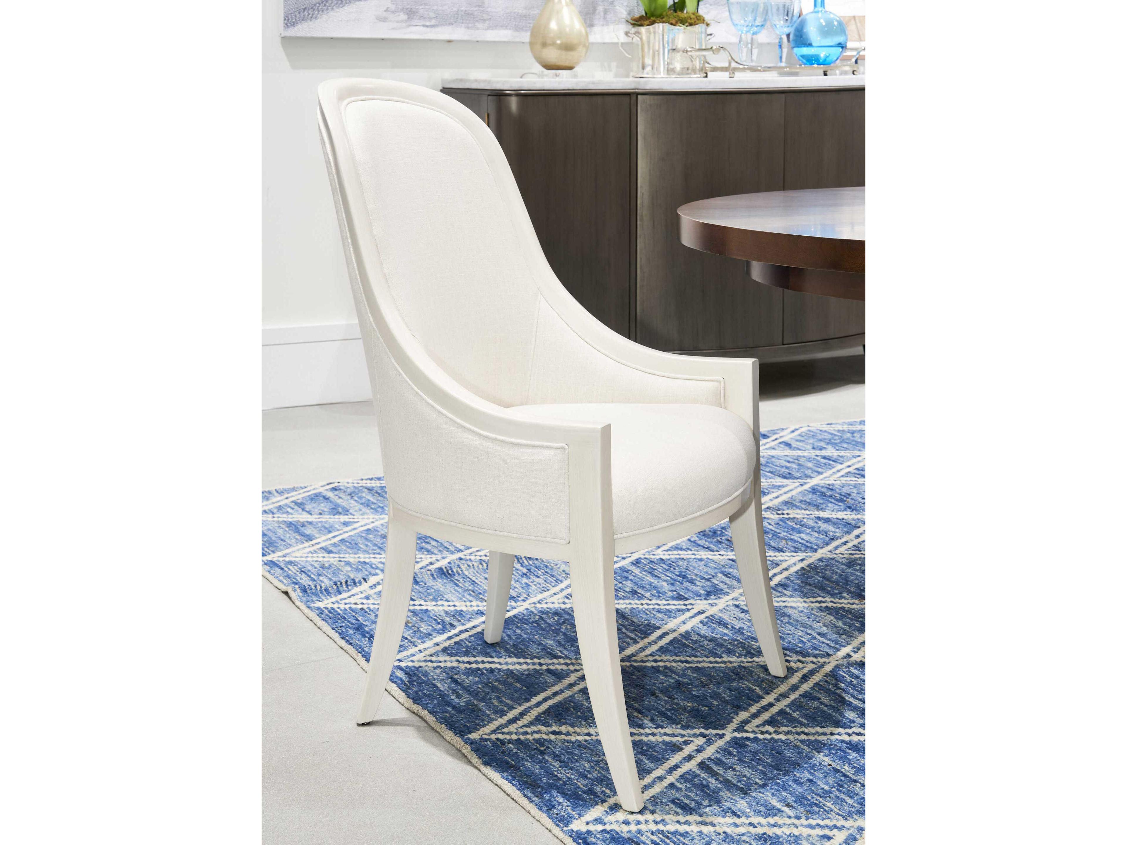 Hickory White Novella Cherry Wood Upholstered Host Arm Dining Chair