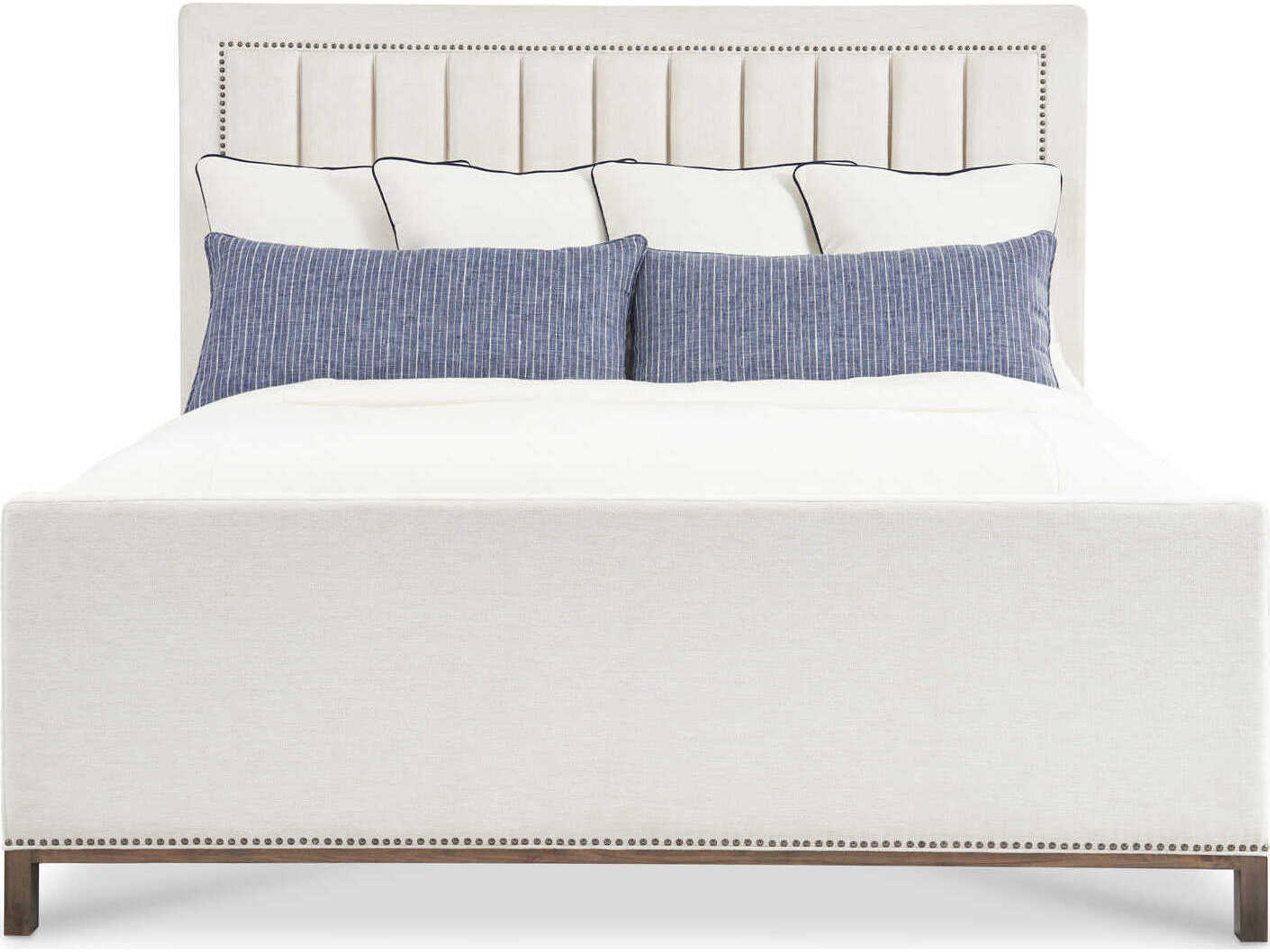 Hickory White Courtland Saratoga Alder Wood Upholstered King Panel Bed