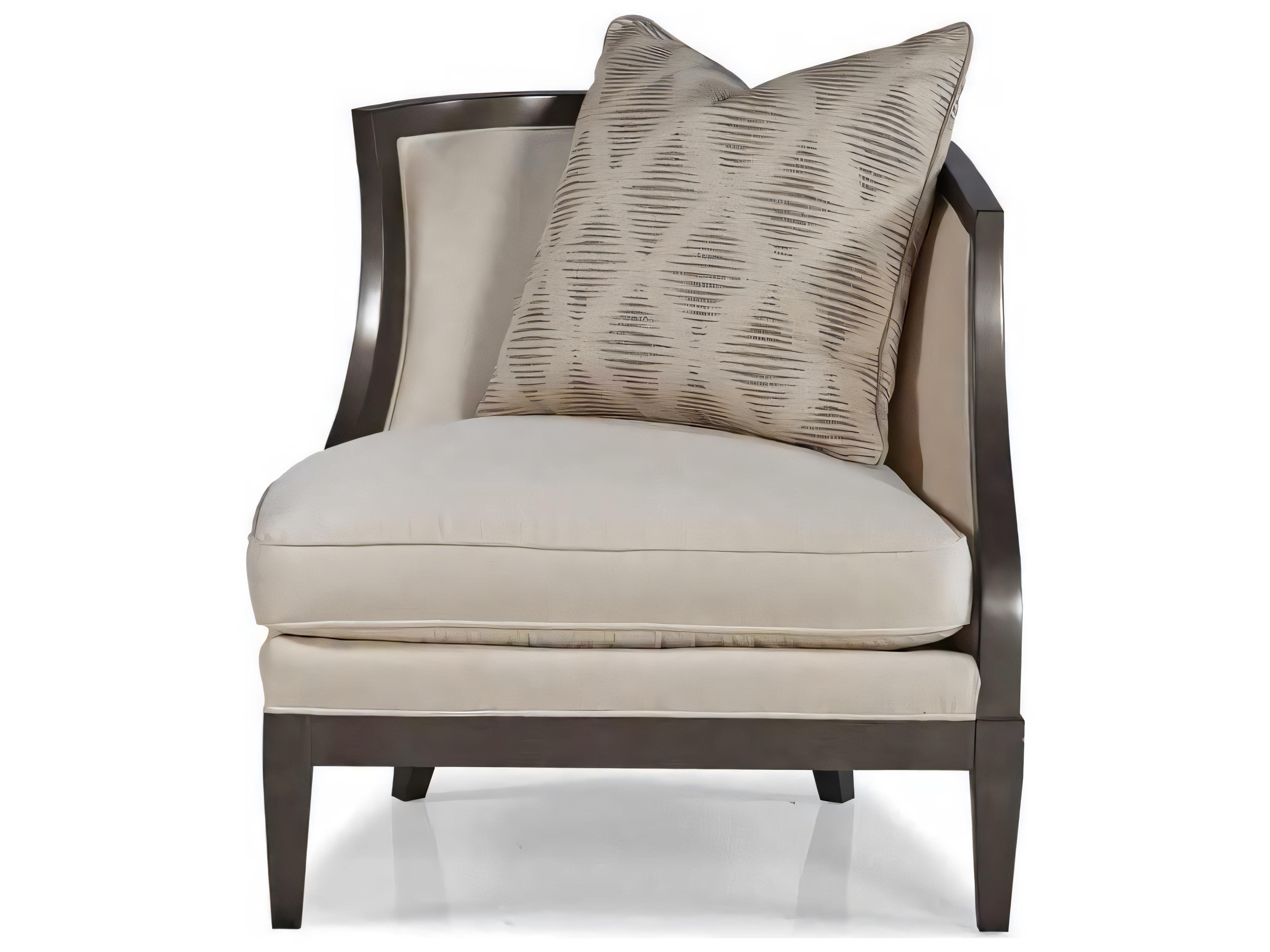 Hickory White Custom Elements Upholstery Beige Fabric Accent Chair RAF Accent Chair