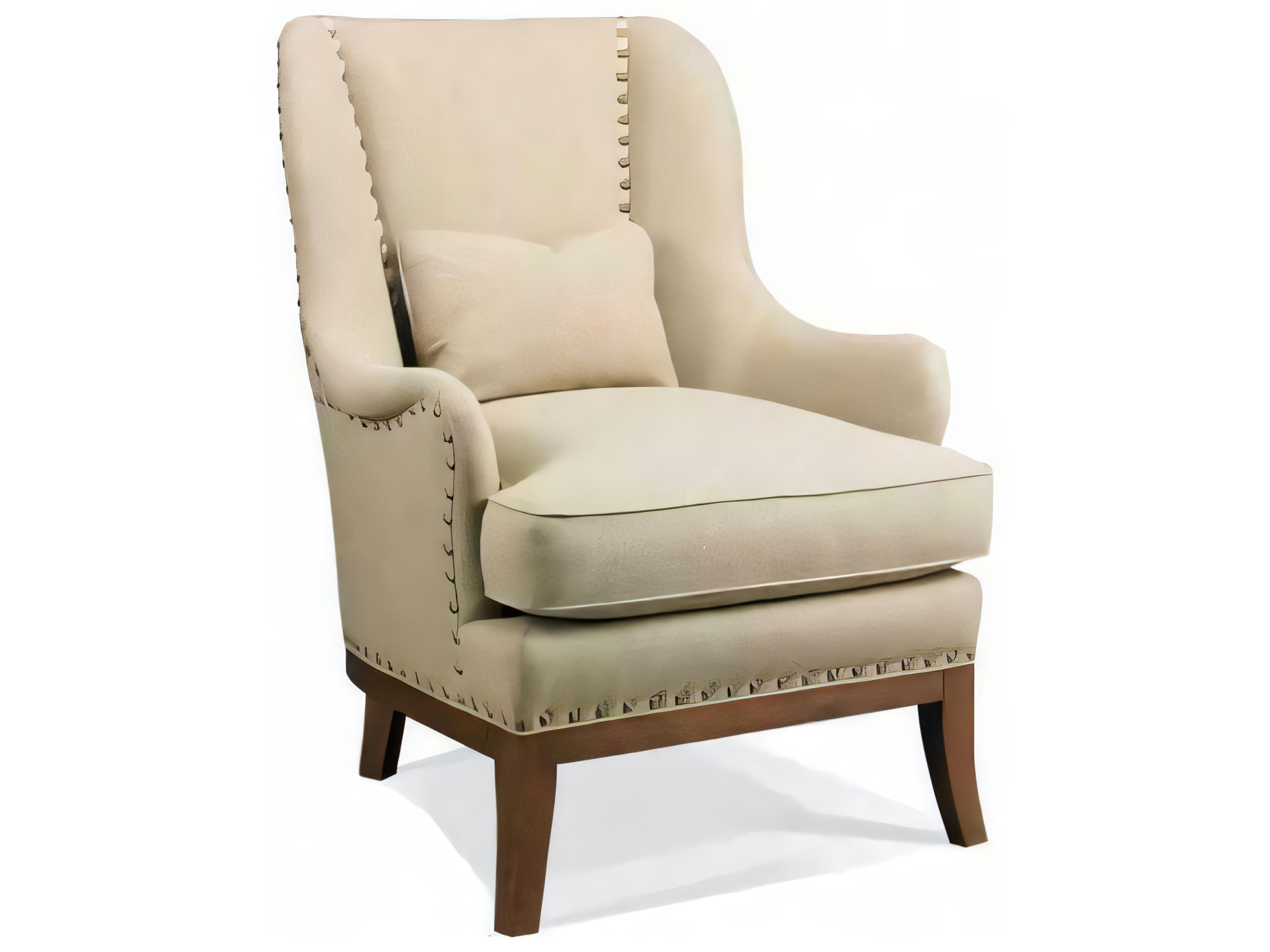 Hickory White Custom Elements Upholstery Beige Fabric Wing Accent Chair
