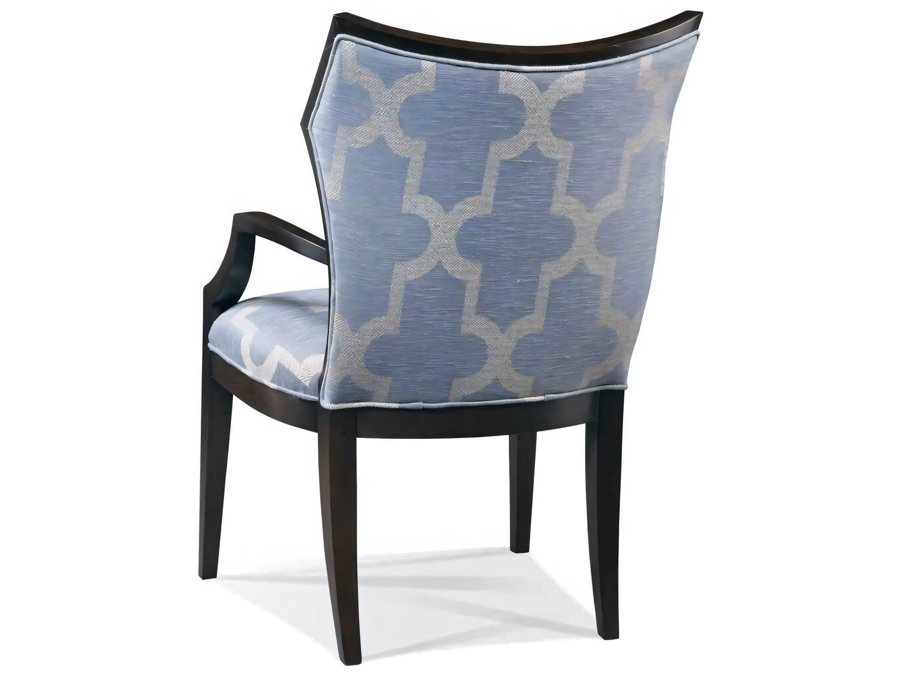 Hickory White Westport Hardwood Blue Upholstered Halsey Arm Dining Chair