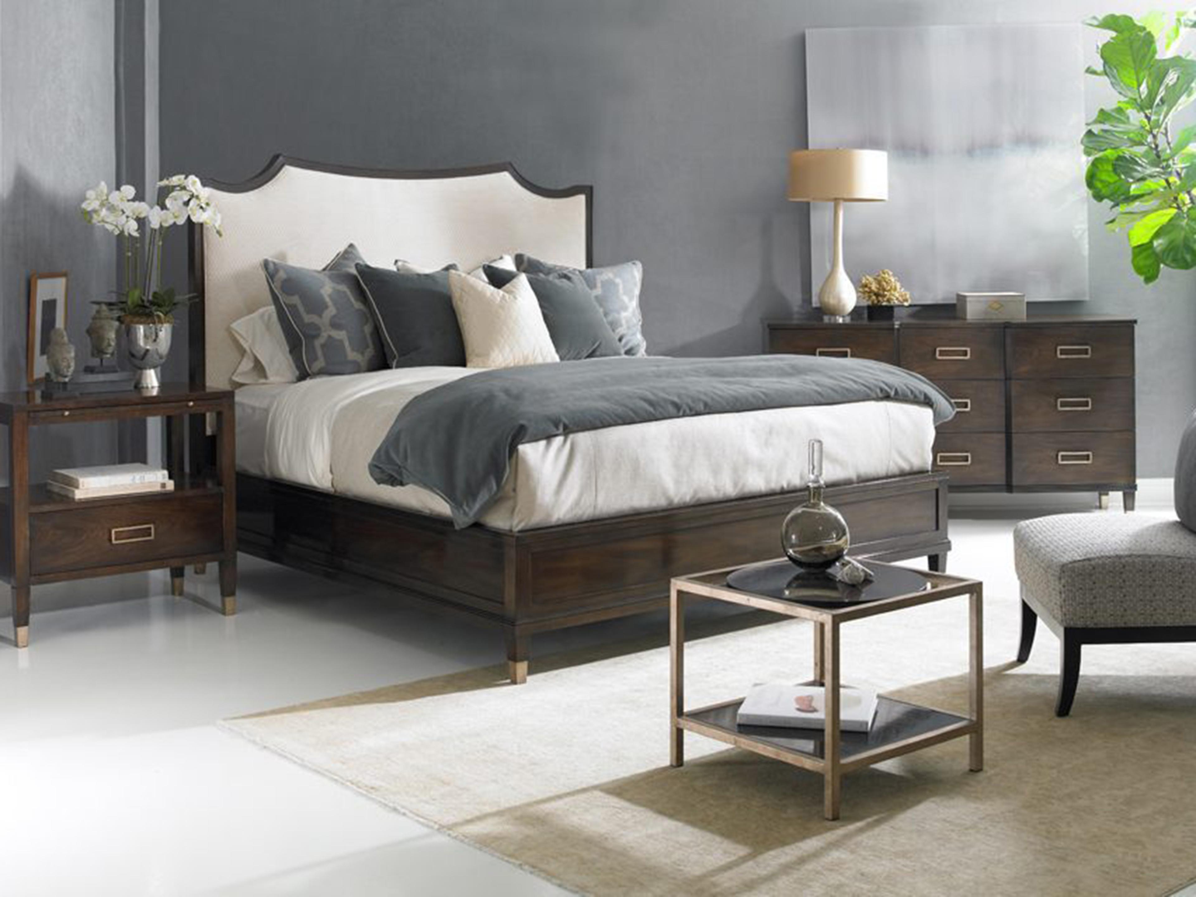 Hickory White Westport Acacia Wood Upholstered Ashleigh King Panel Bed