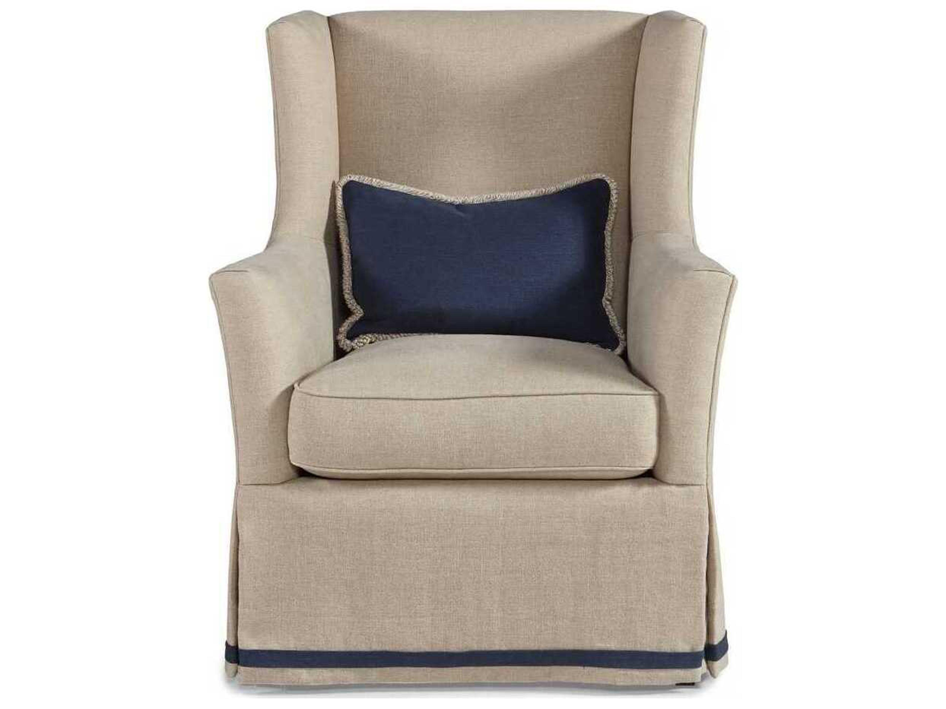 Hickory White Custom Elements Upholstery Swivel Fabric Wing Accent Chair