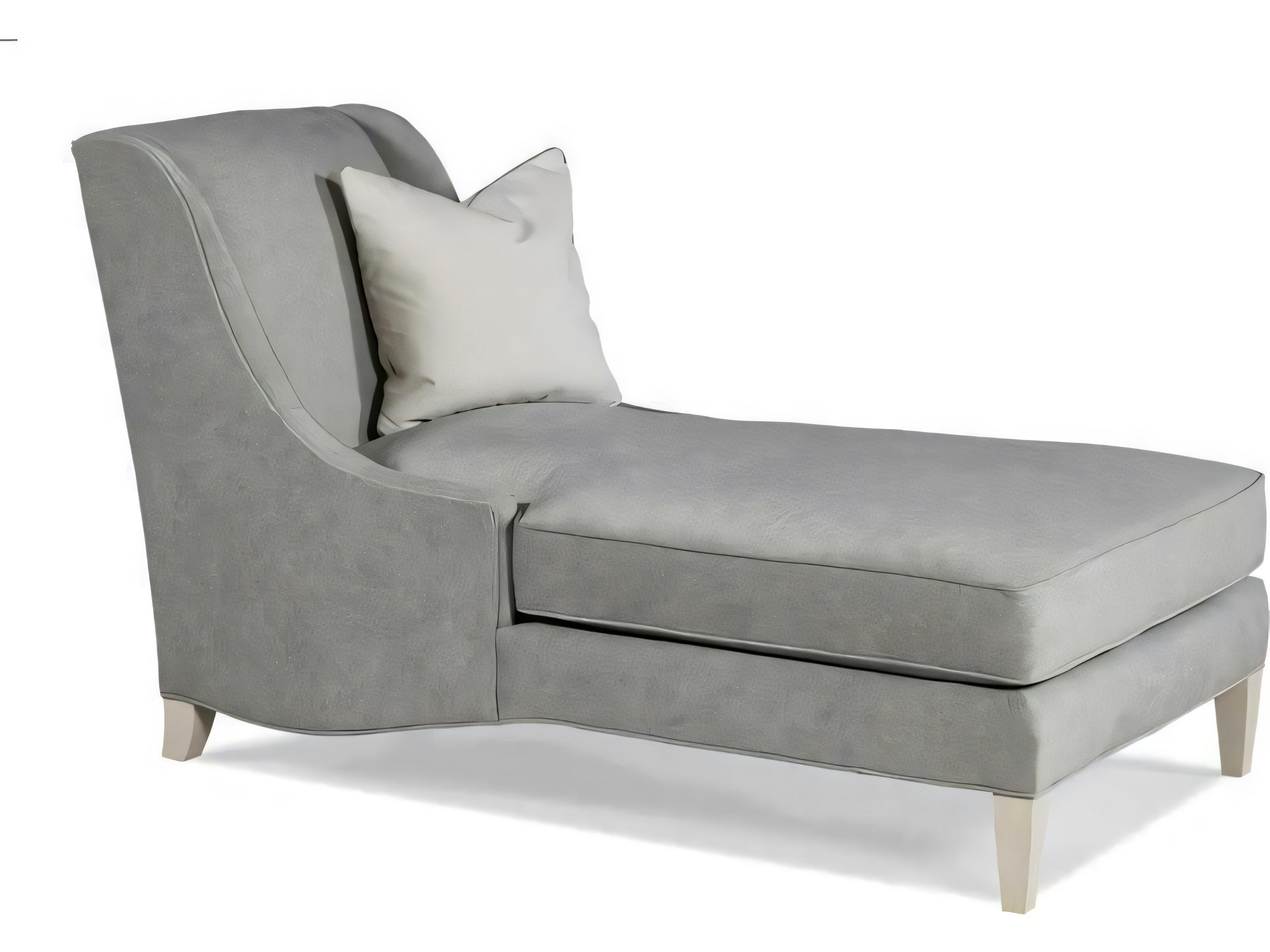 Custom Elements Upholstery Washed Linen Gray Upholstered Chaise