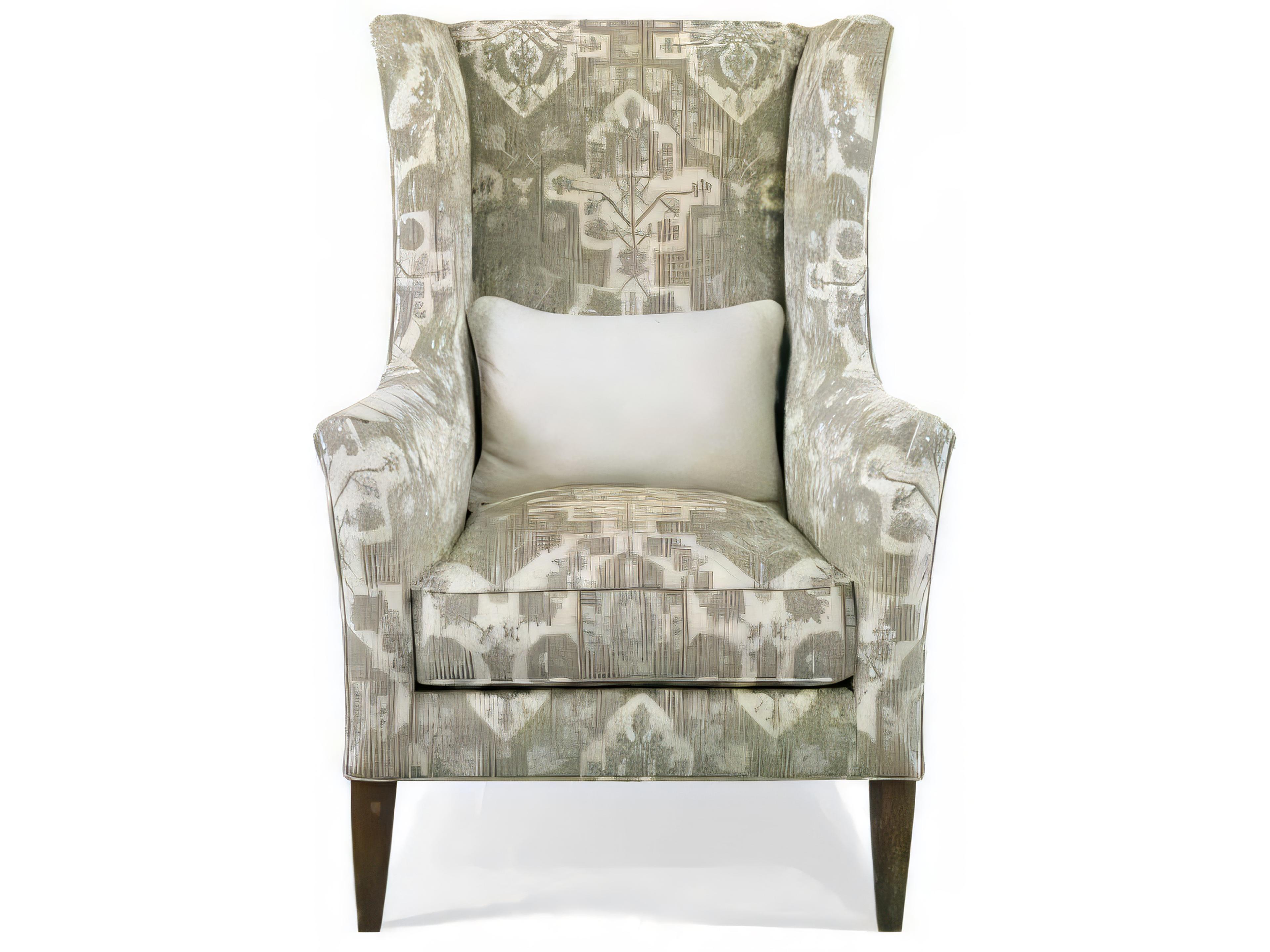 Hickory White Custom Elements Upholstery Gray Fabric Wing Accent Chair