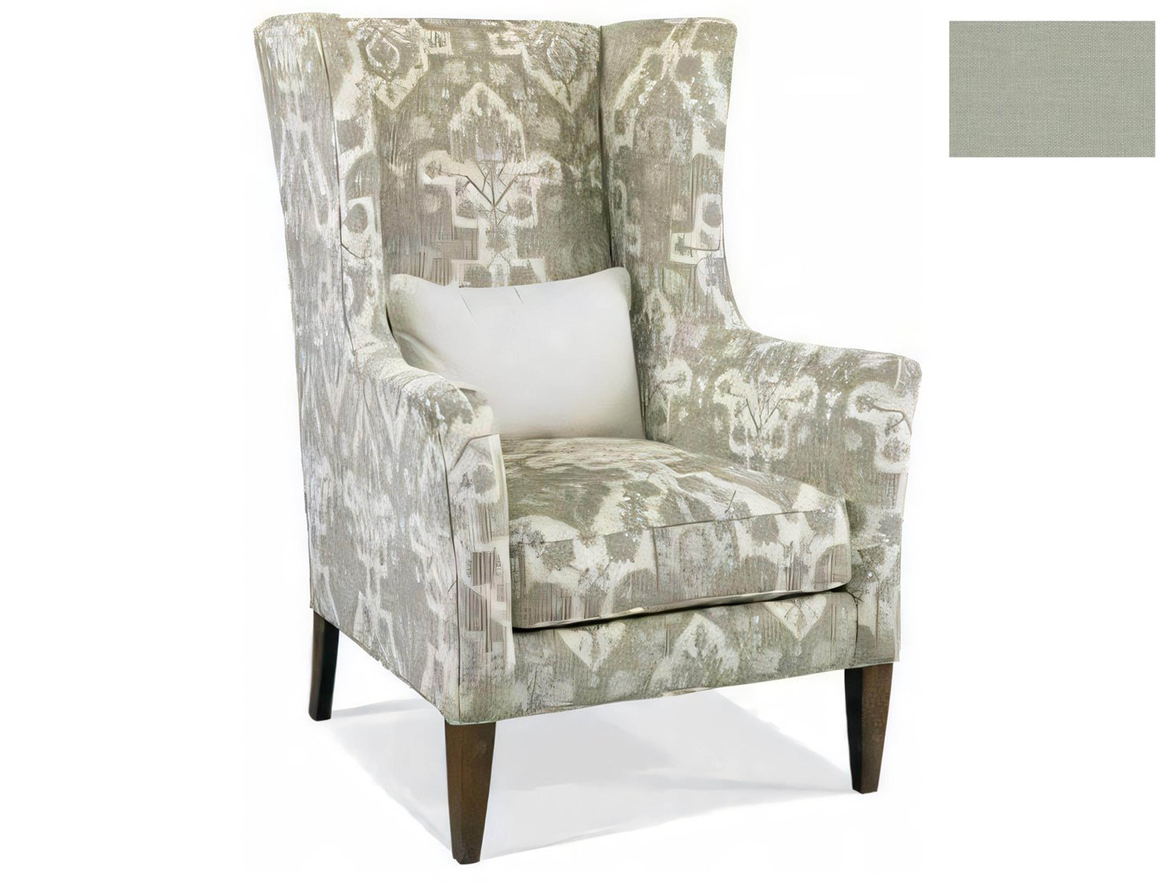 Hickory White Custom Elements Upholstery Gray Fabric Wing Accent Chair