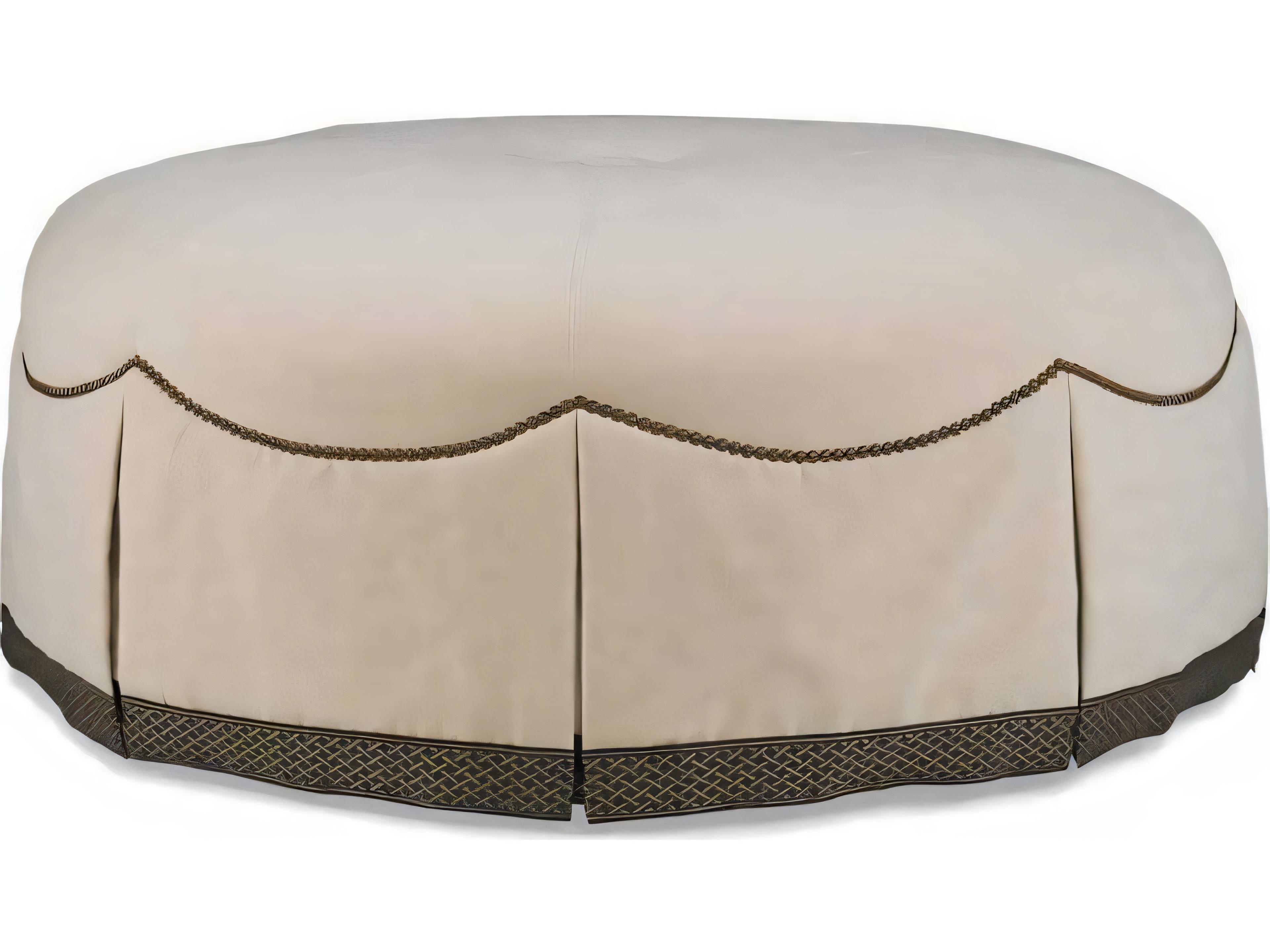 Custom Elements Upholstery Cherry Beige Upholstered Cocktail Ottoman