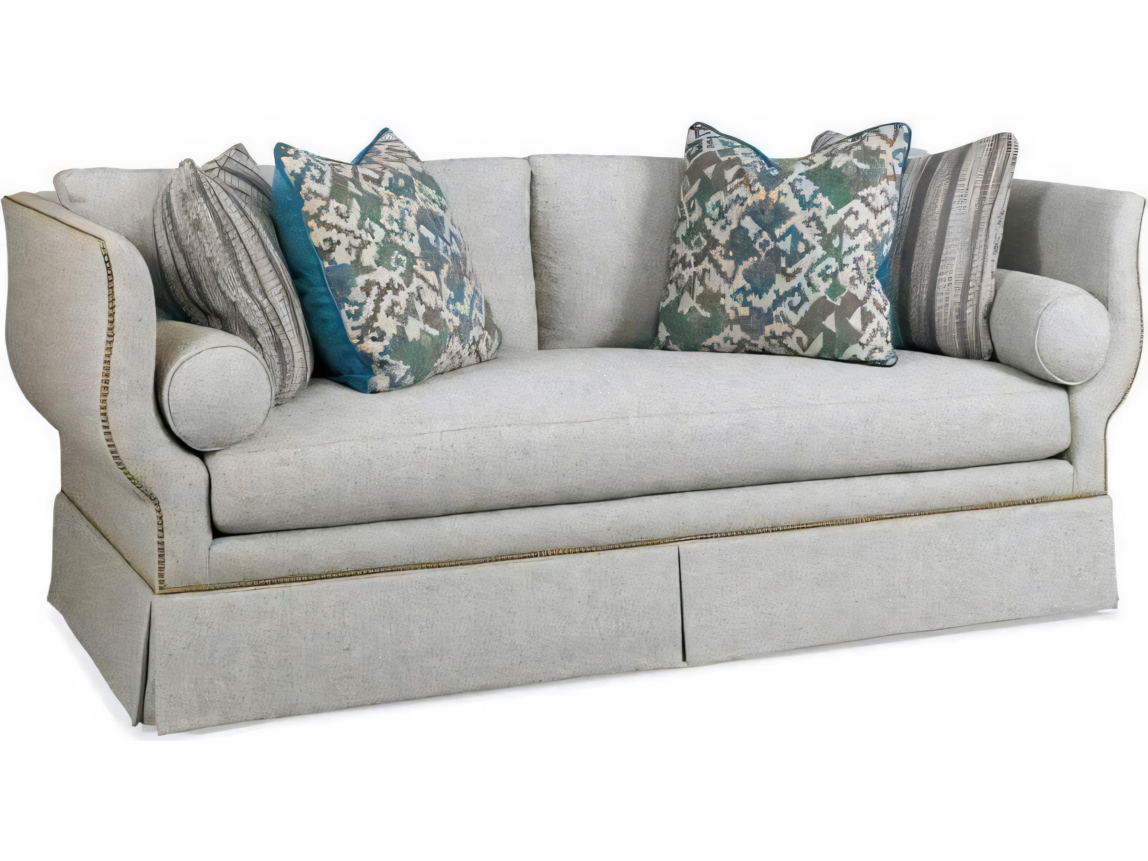 Custom Elements Upholstery Gray Upholstered Skirted Sofa