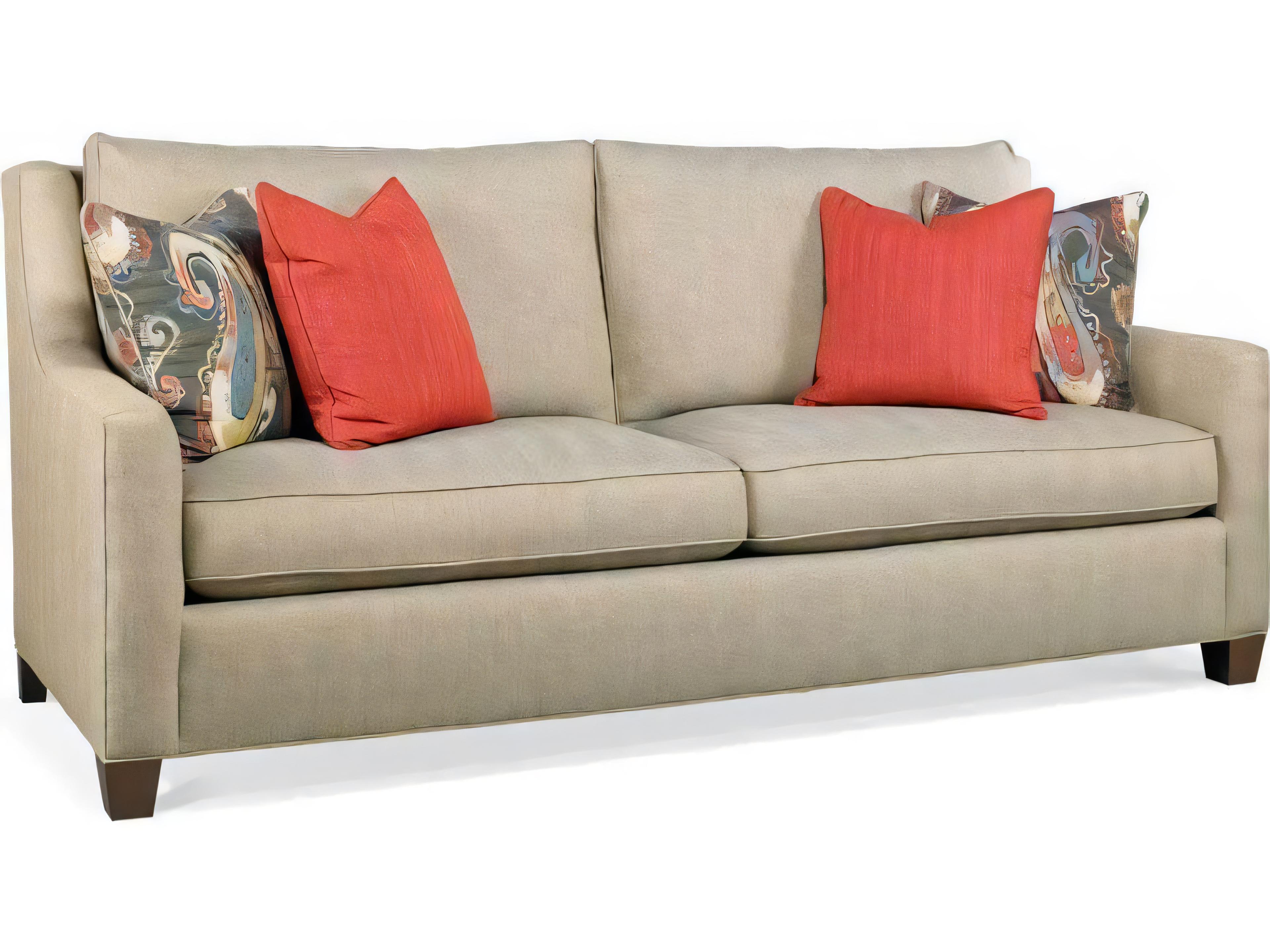 Custom Elements Upholstery Walnut Beige Upholstered Sofa