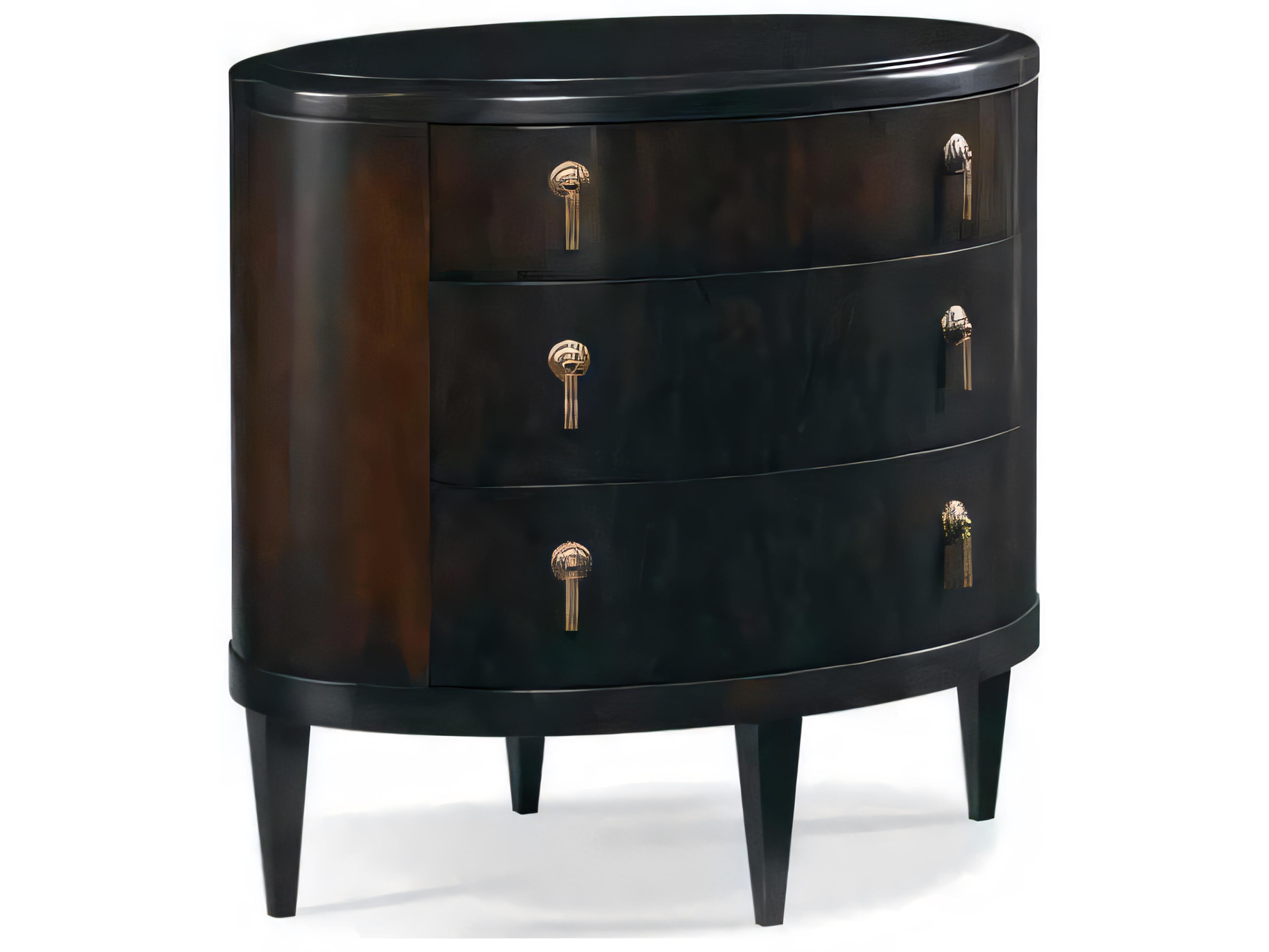 Stratos 3-Drawers Black Maple Wood Nightstand
