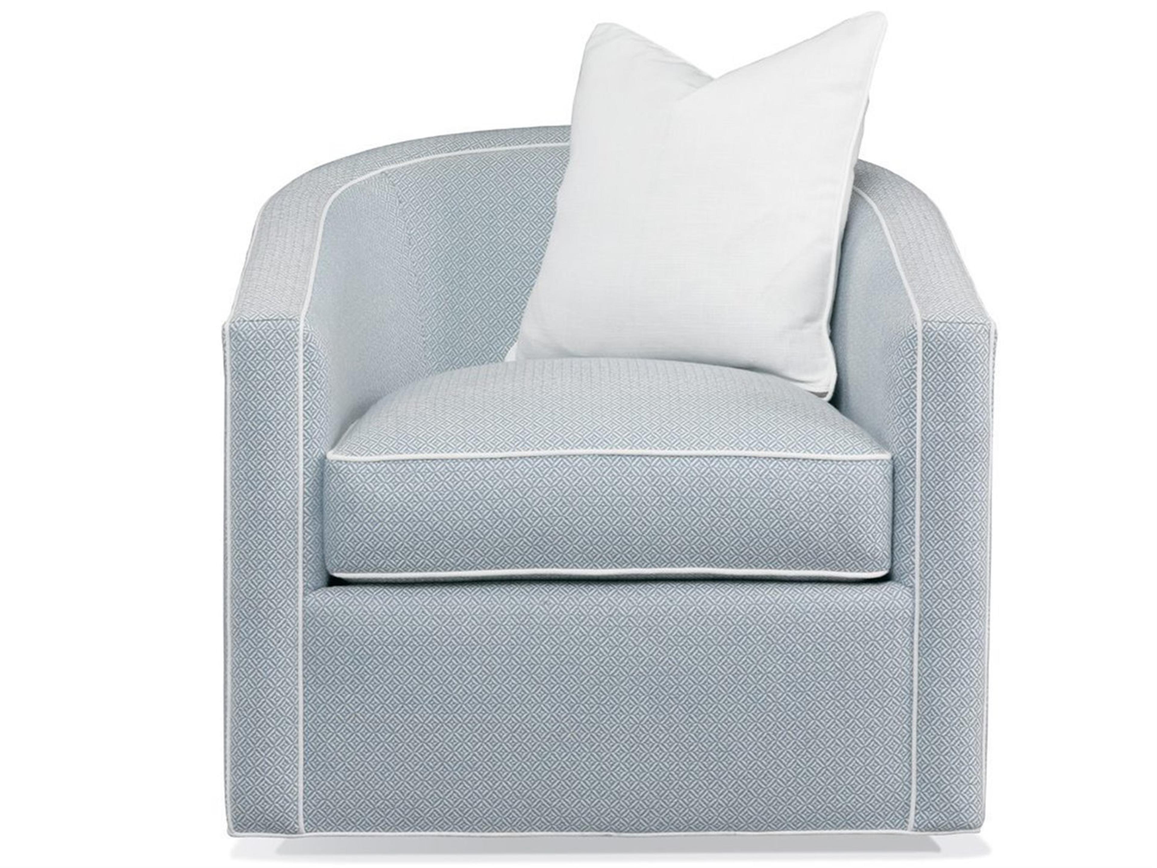 Hickory White Custom Elements Upholstery Swivel Blue Fabric Accent Chair