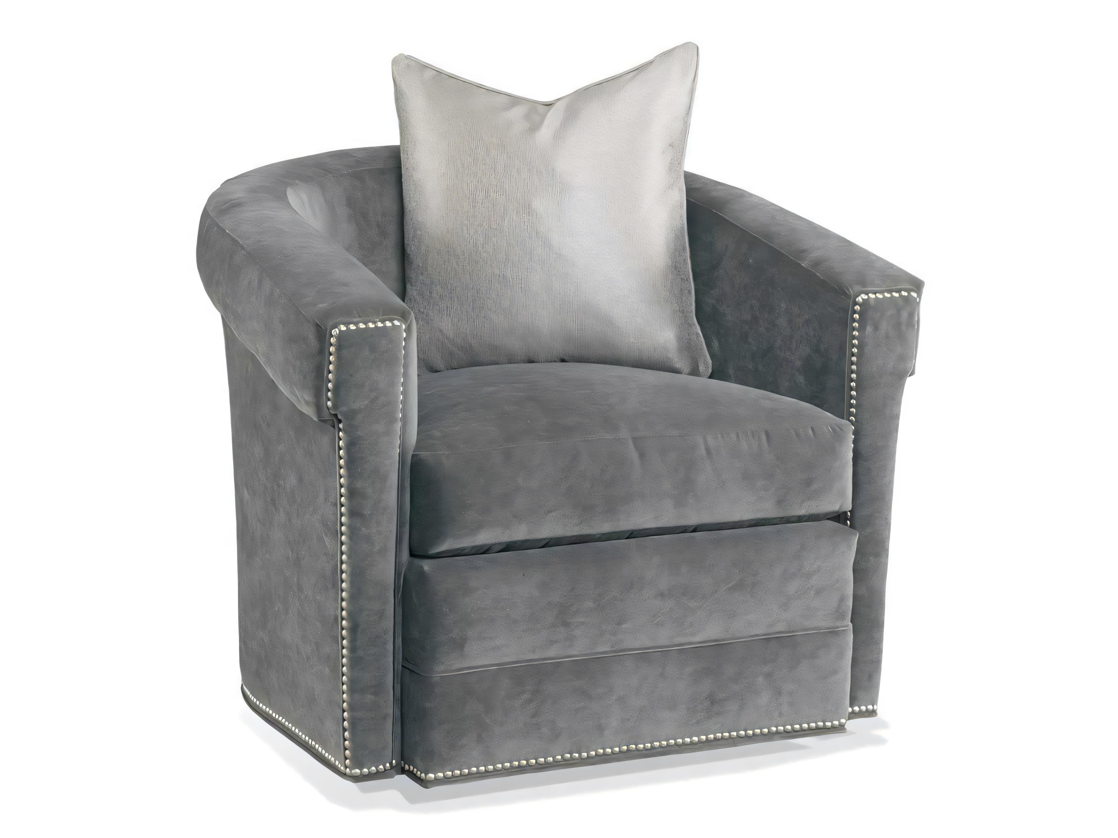 Custom Elements Upholstery Swivel Gray Fabric Accent Chair