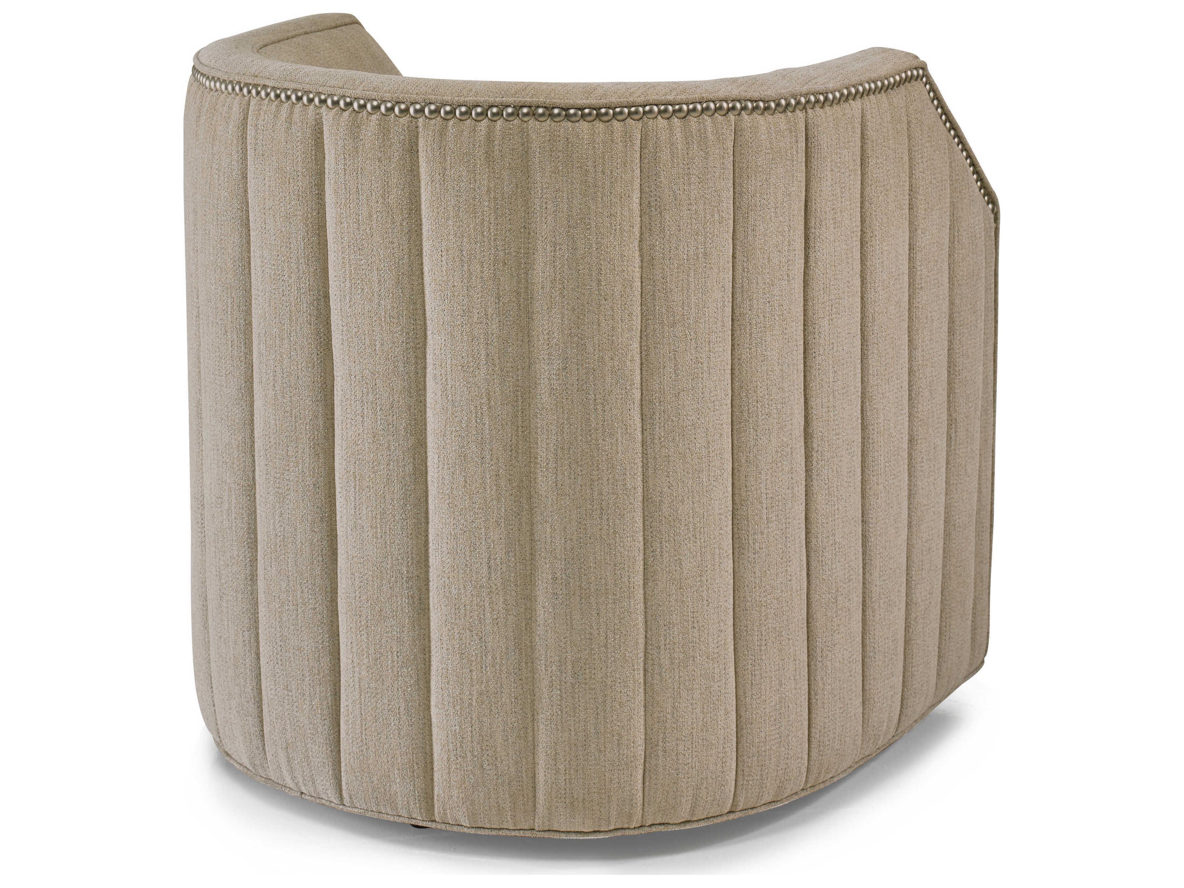Hickory White Custom Elements Upholstery Swivel Beige Fabric Accent Chair