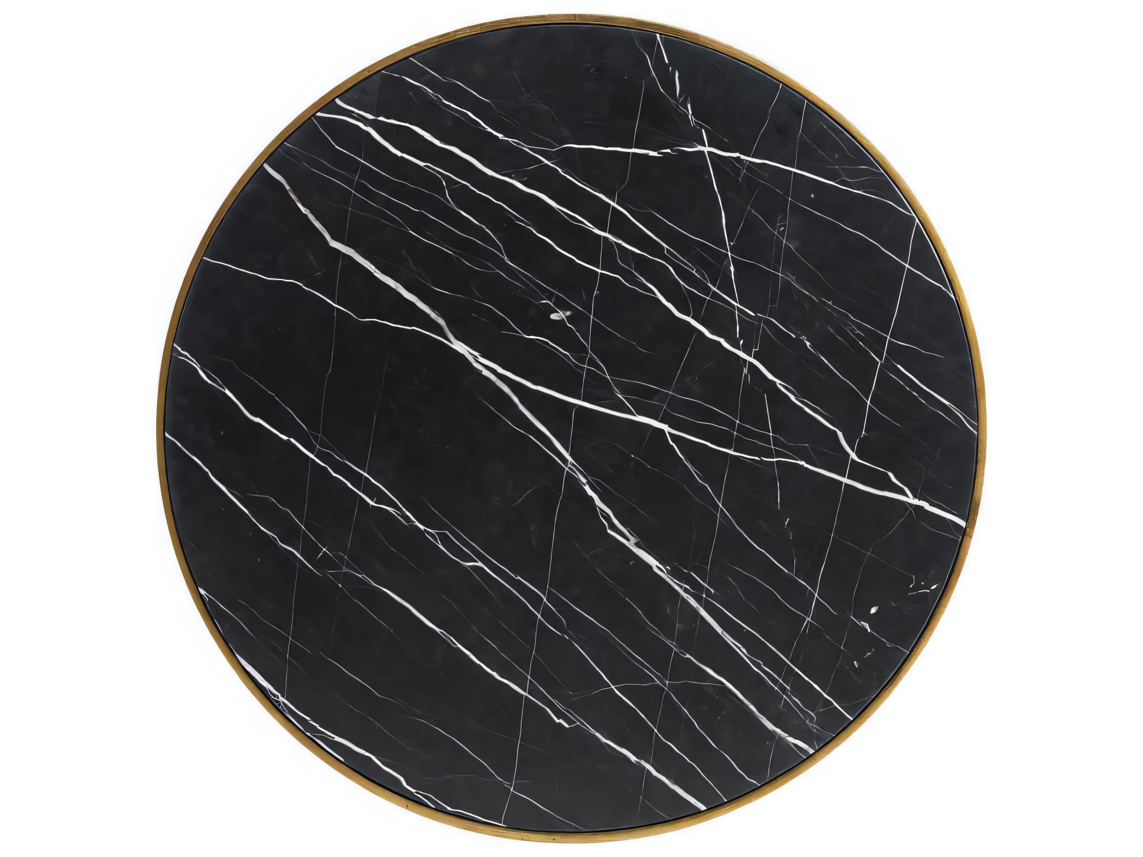 Hickory White Round Marble Brass End Table