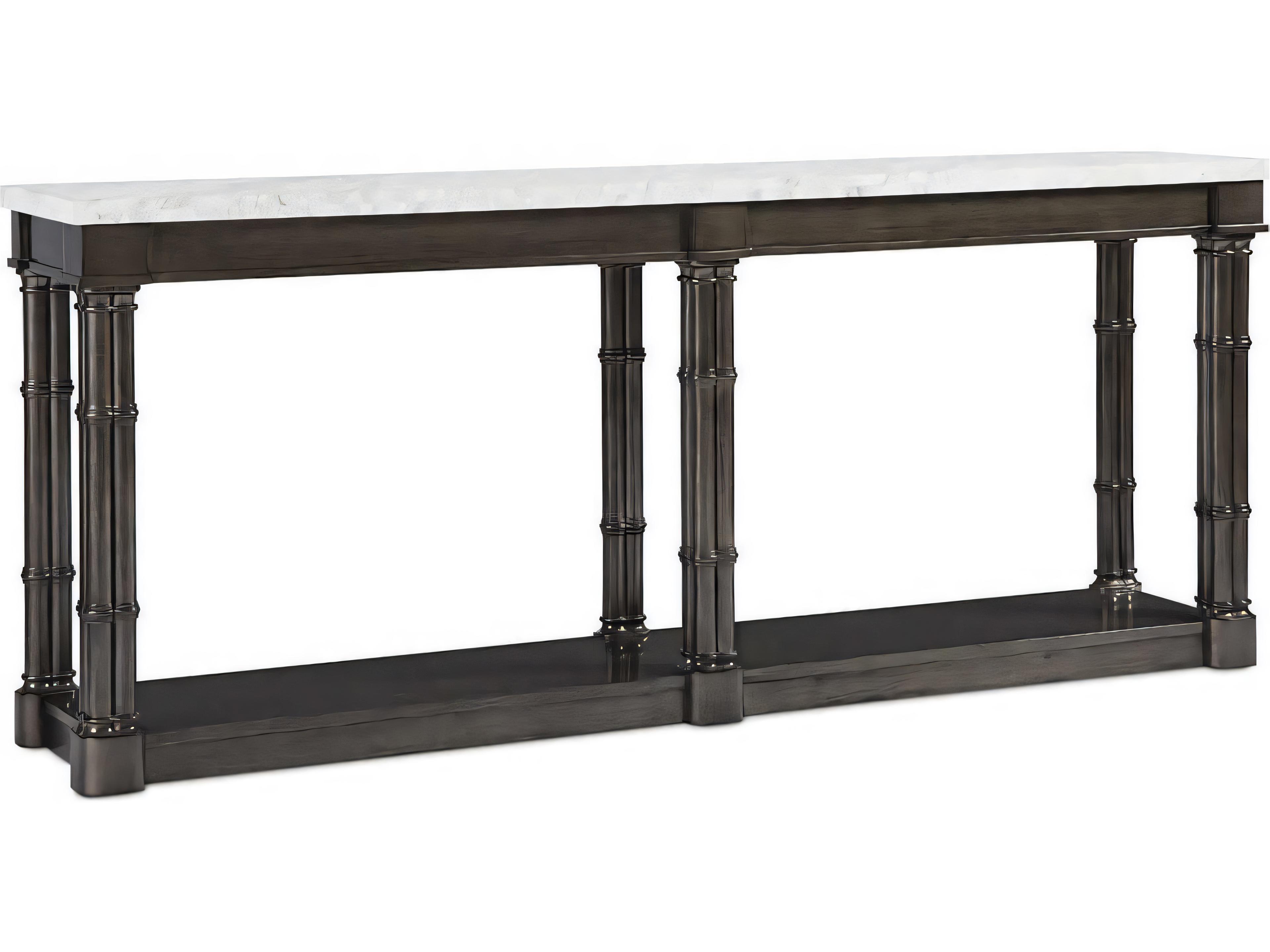 Reimagine Rectangular Stone Black Nickel Console Table