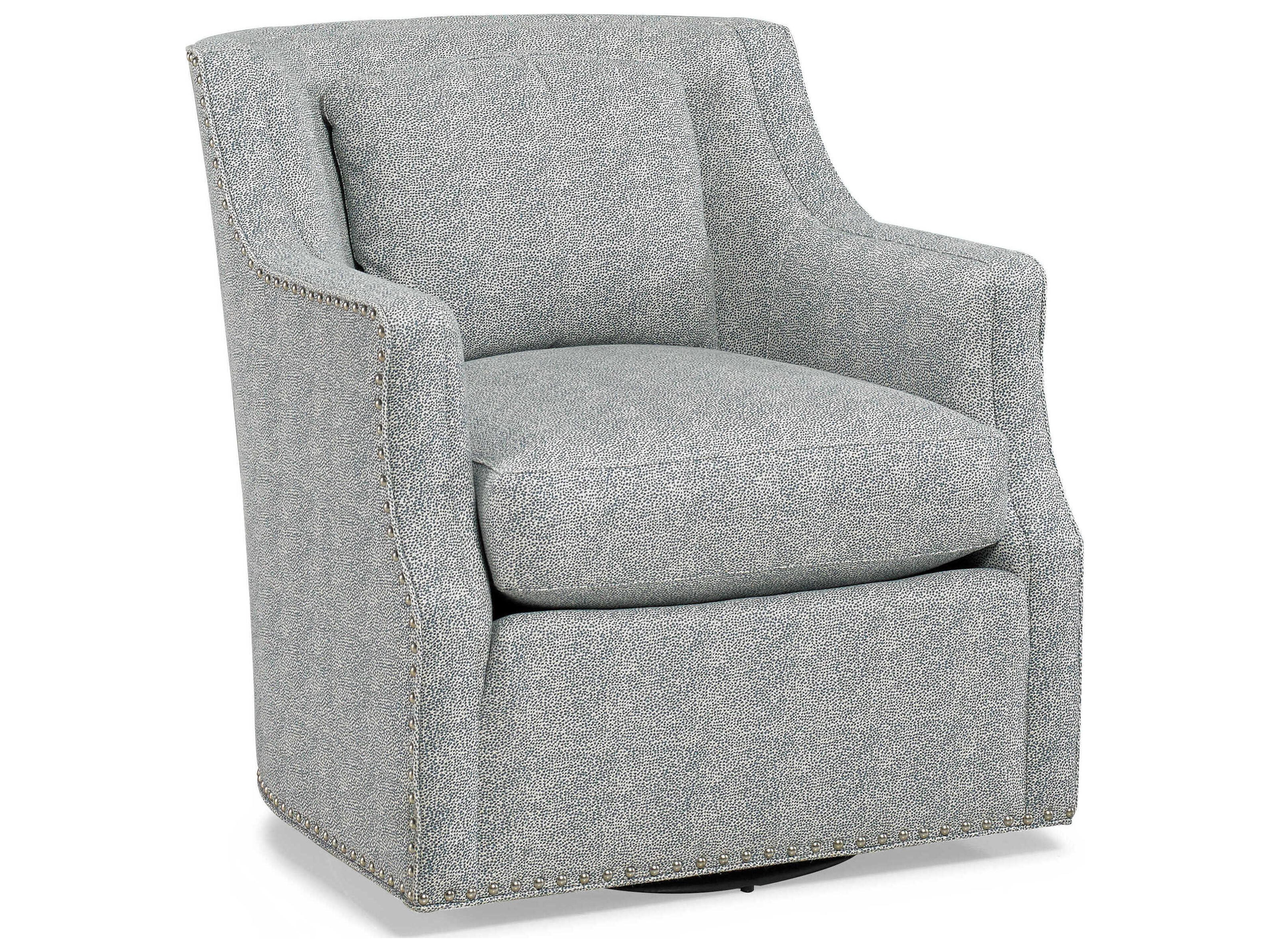 Custom Elements Upholstery Swivel Gray Fabric Accent Chair