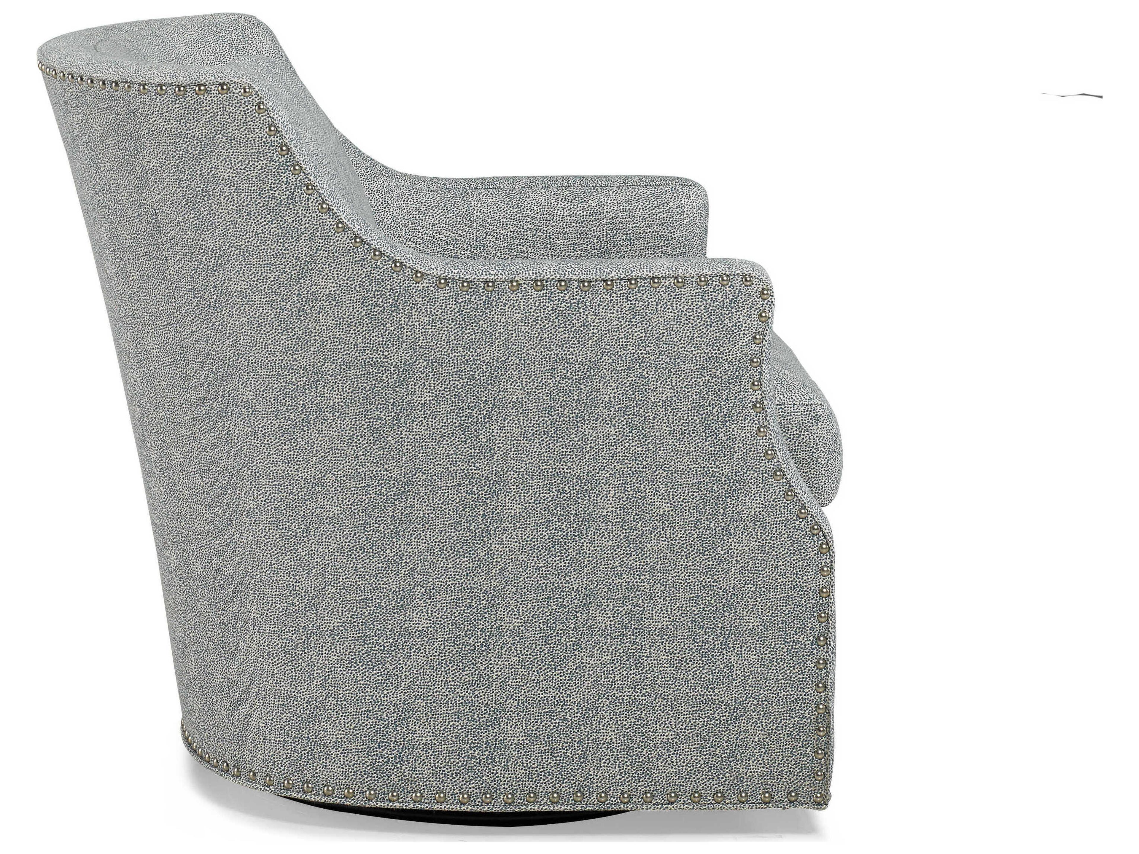 Hickory White Custom Elements Upholstery Swivel Gray Fabric Accent Chair