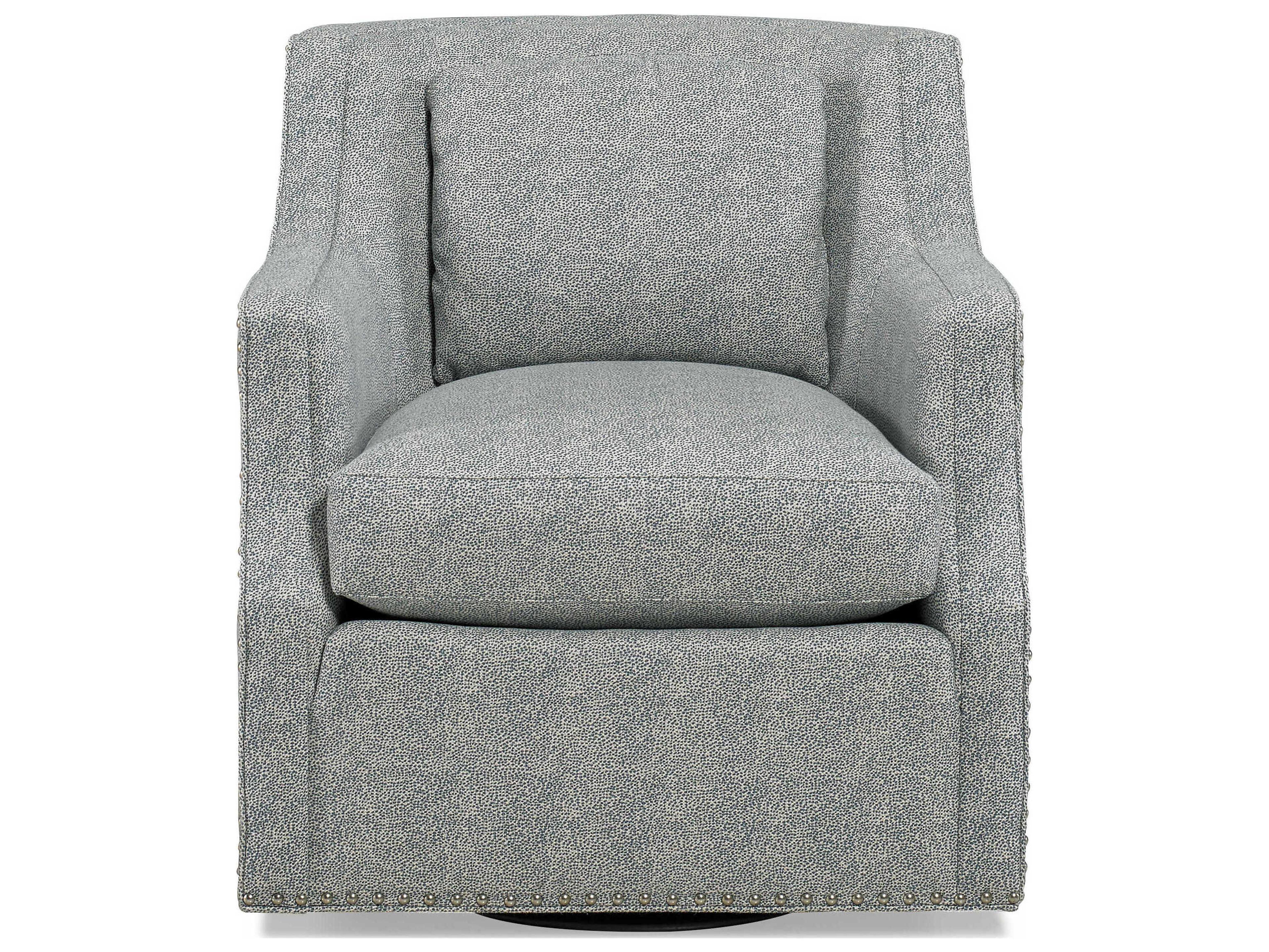 Hickory White Custom Elements Upholstery Swivel Gray Fabric Accent Chair