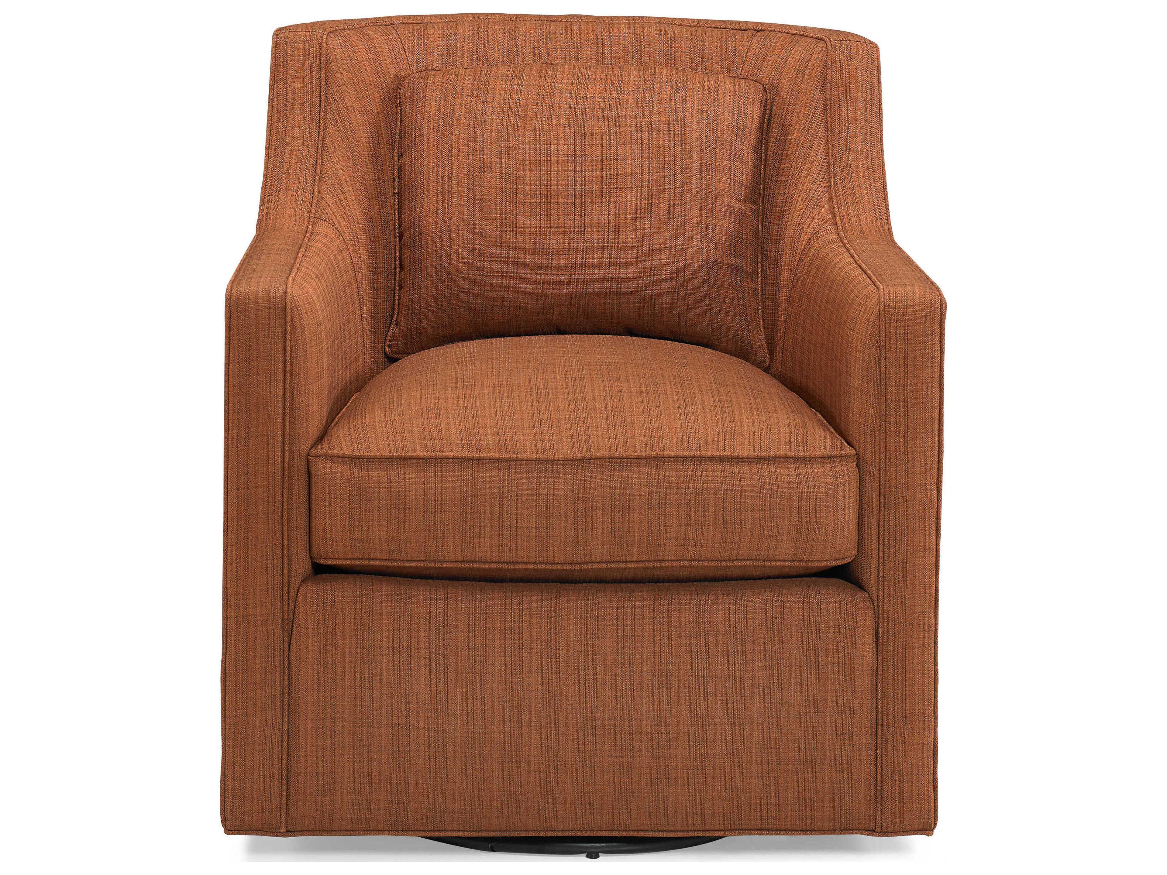 Hickory White Custom Elements Upholstery Swivel Orange Fabric Accent Chair
