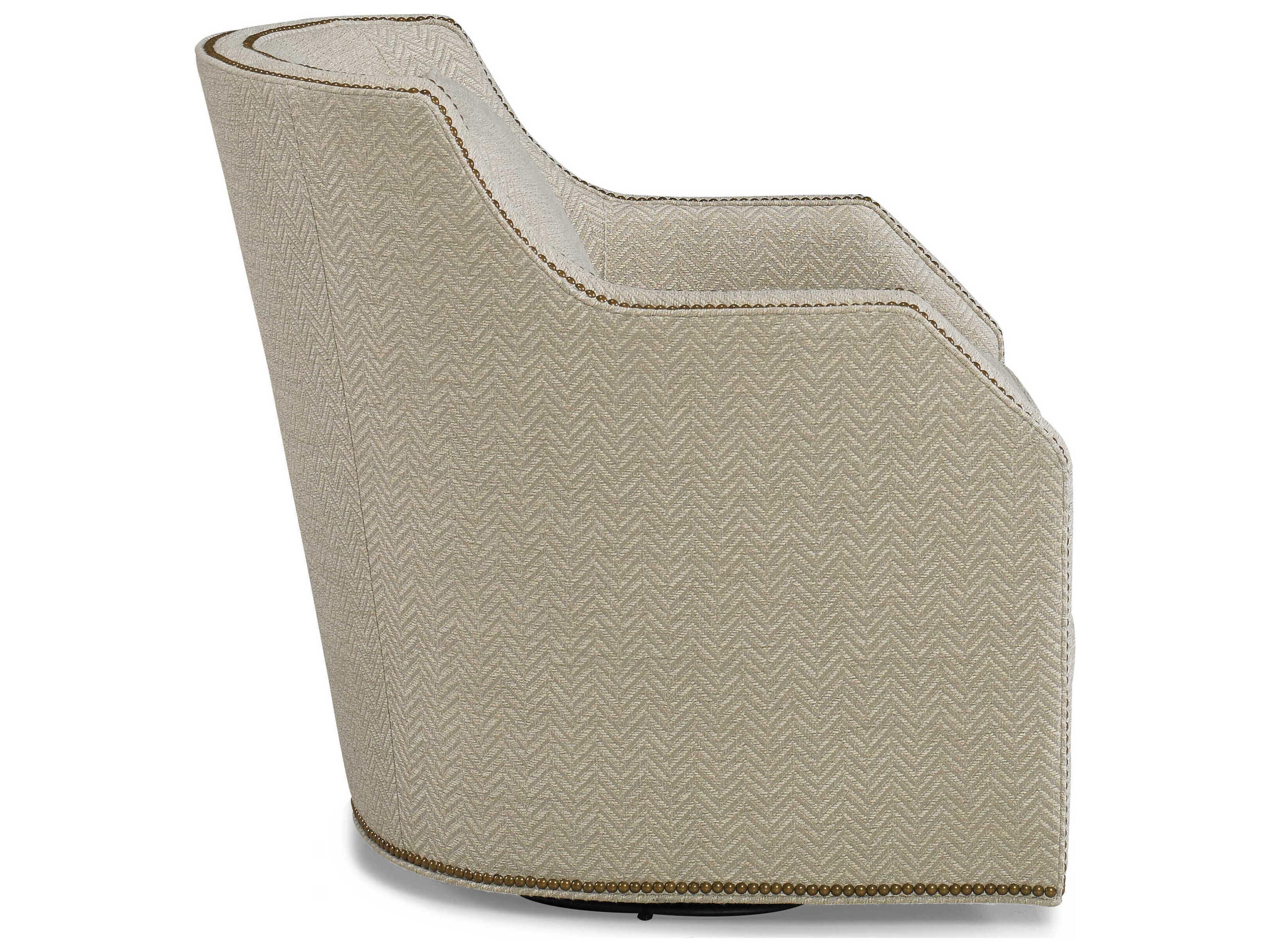 Hickory White Custom Elements Upholstery Miter Arm Swivel Accent Chair