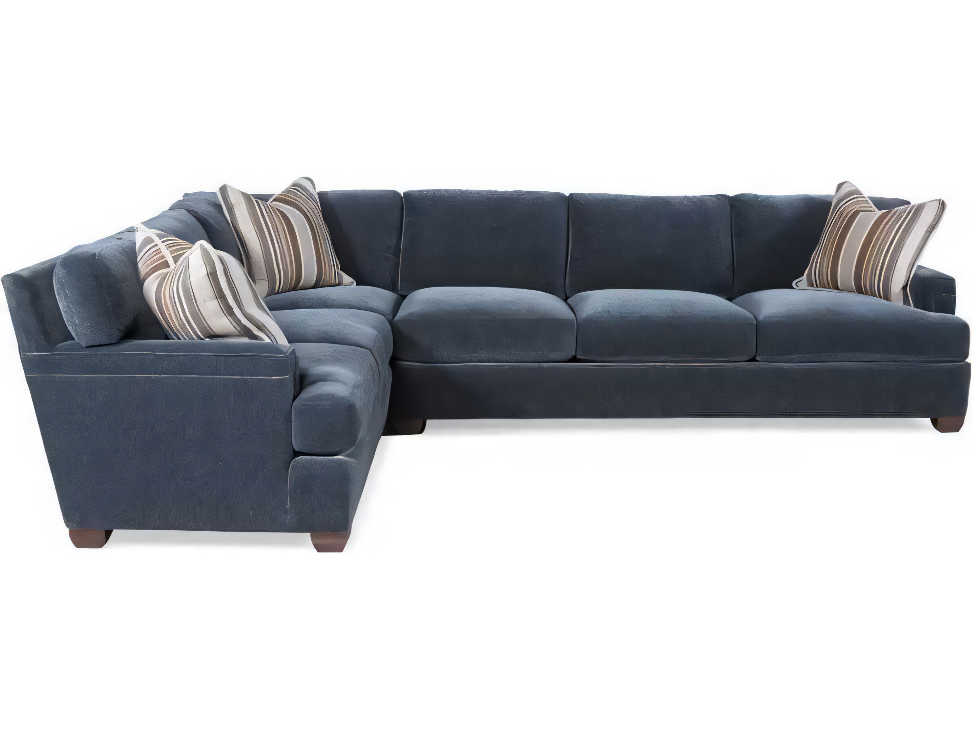 Hickory White Custom Elements Upholstery Carob Brown Blue Upholstered Sofa