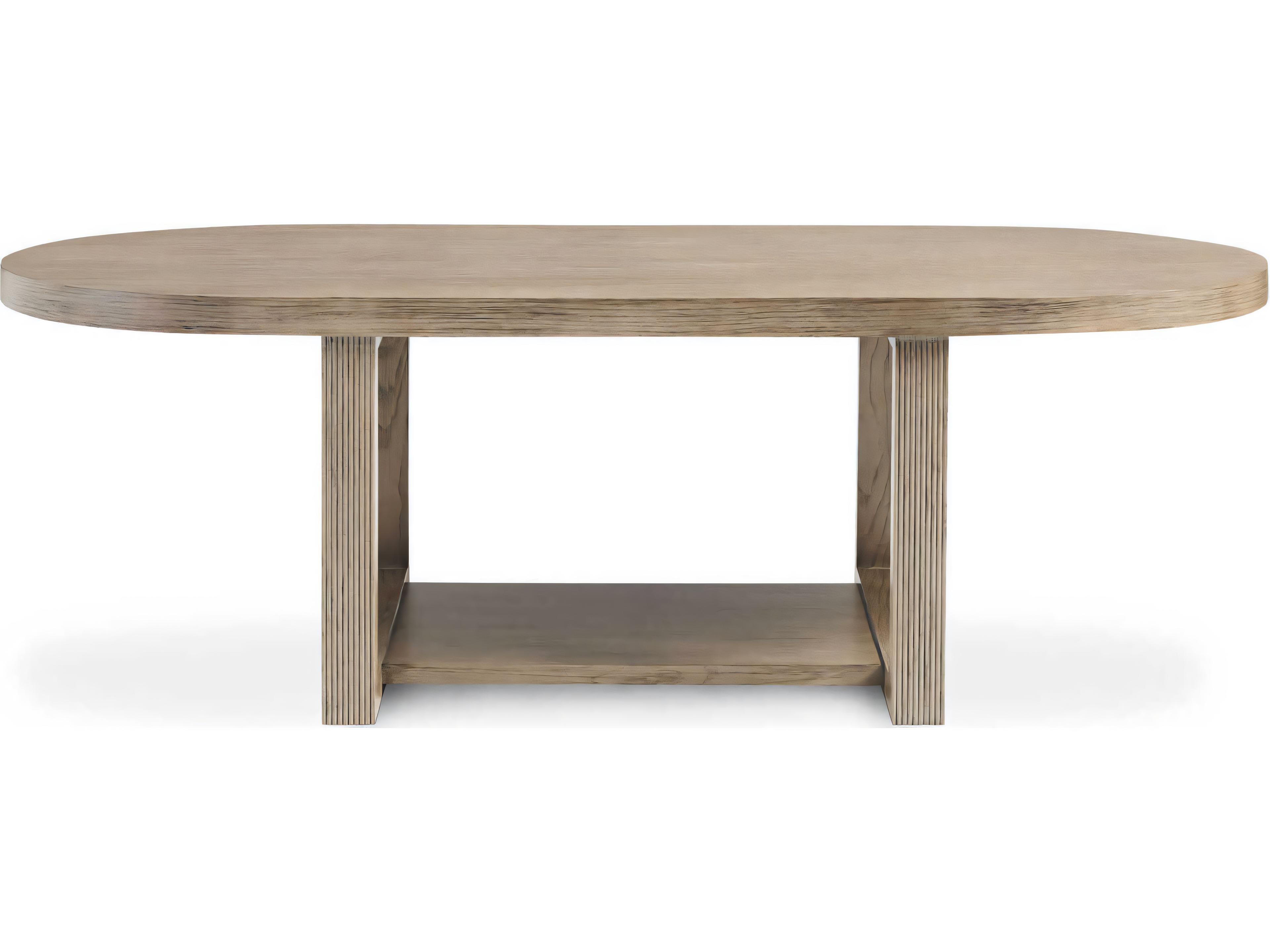 Hickory White Oval Wood Mineral Coffee Table