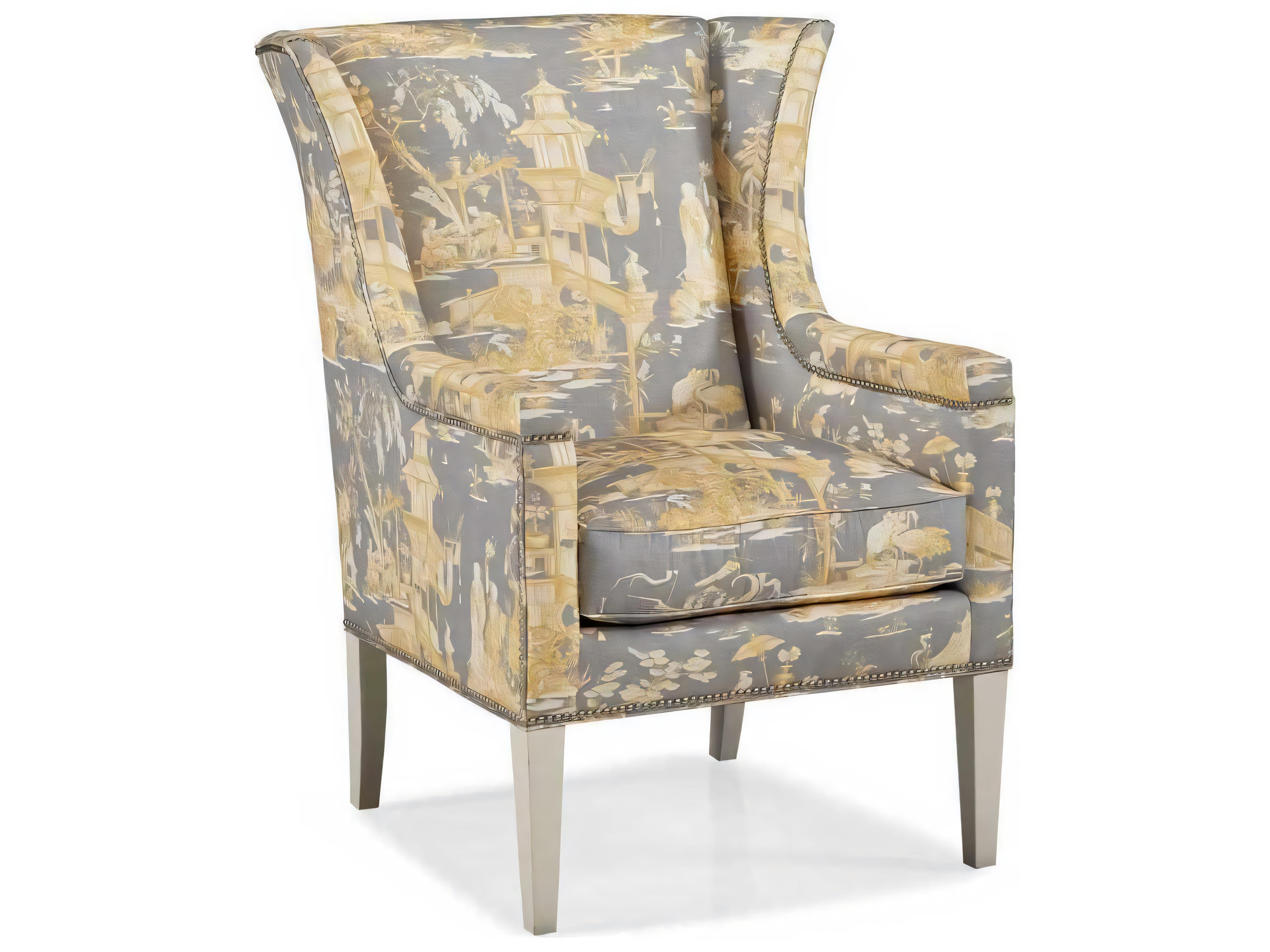 Hickory White Custom Elements Upholstery Fabric Hunter Wing Accent Chair