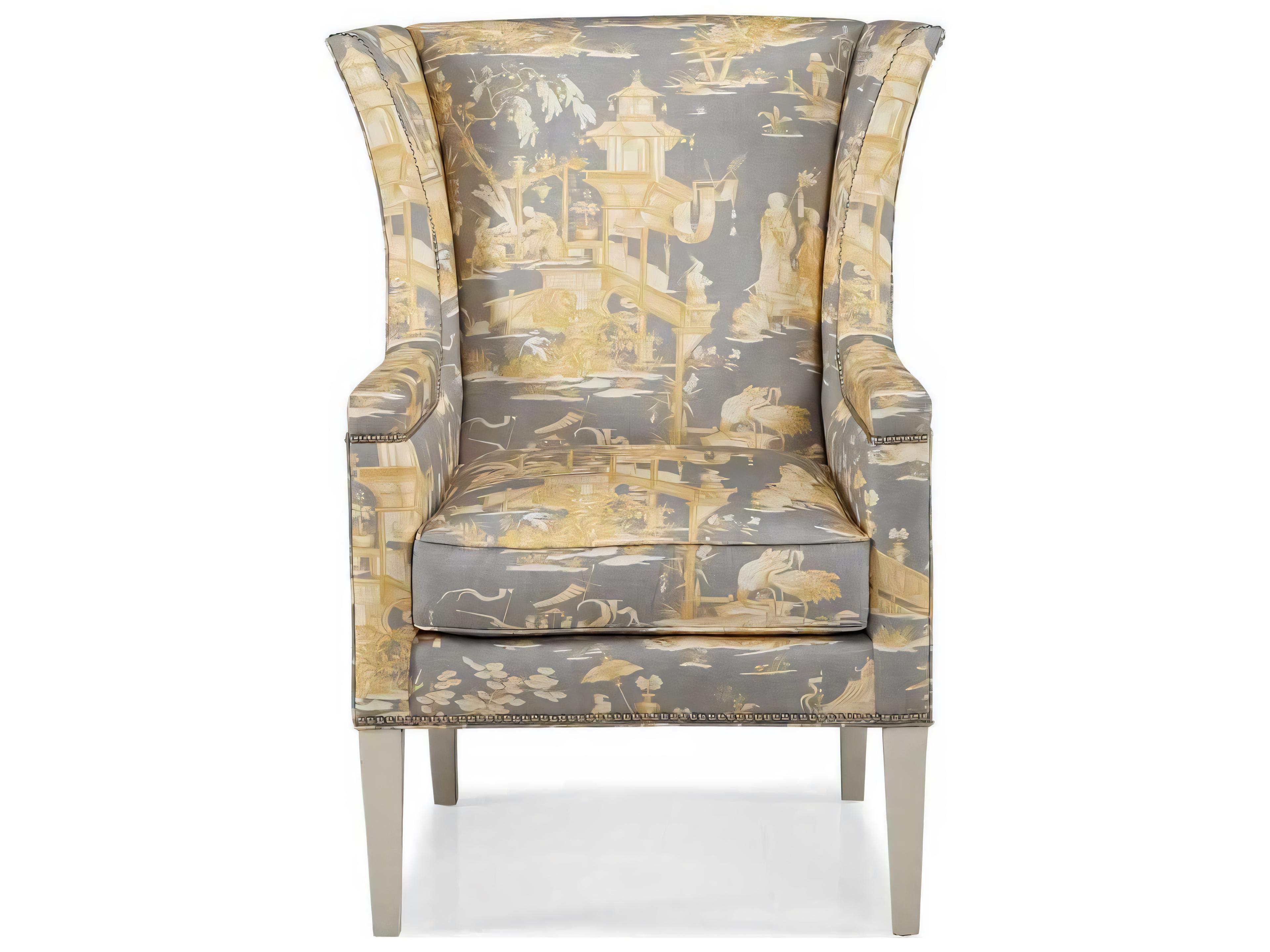 Hickory White Custom Elements Upholstery Fabric Hunter Wing Accent Chair