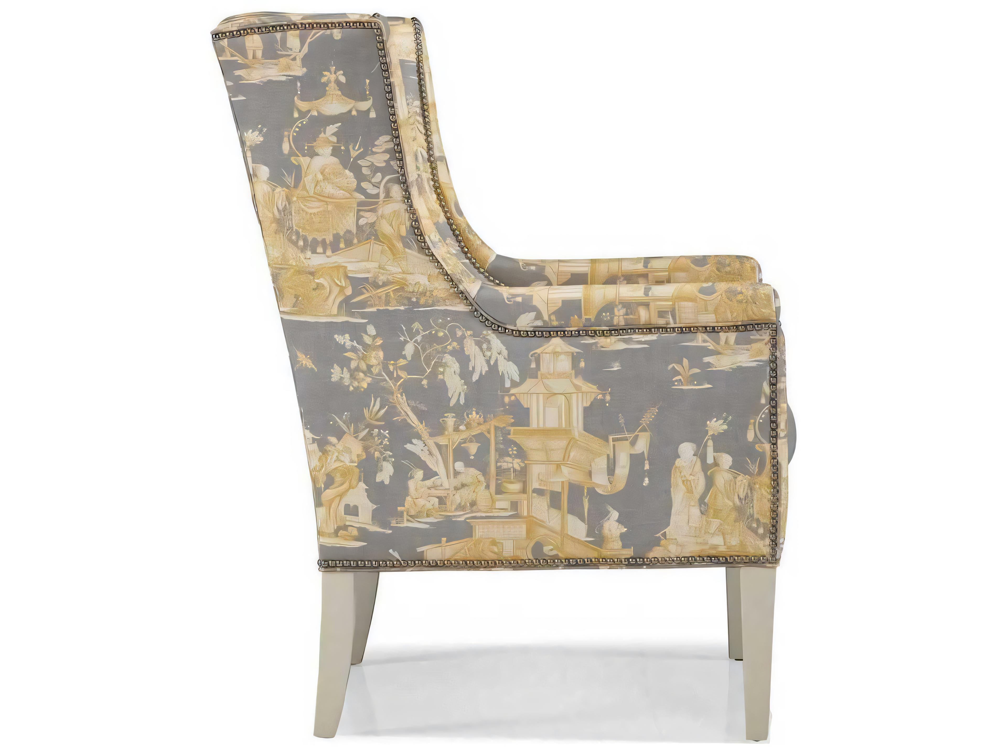 Hickory White Custom Elements Upholstery Fabric Hunter Wing Accent Chair