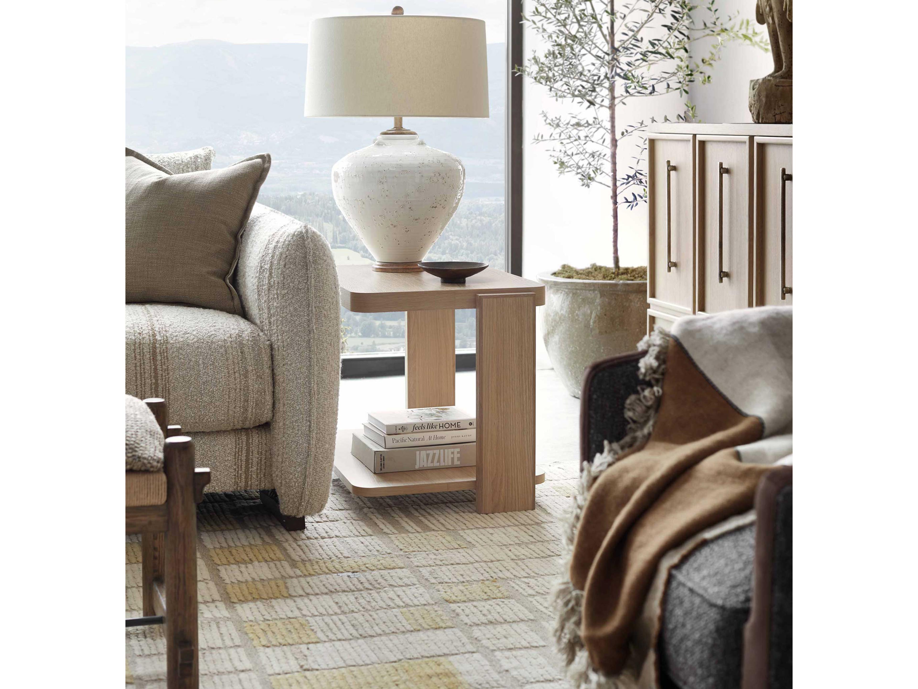 Hickory White Revival Rectangular Wood Barton Right Side End Table