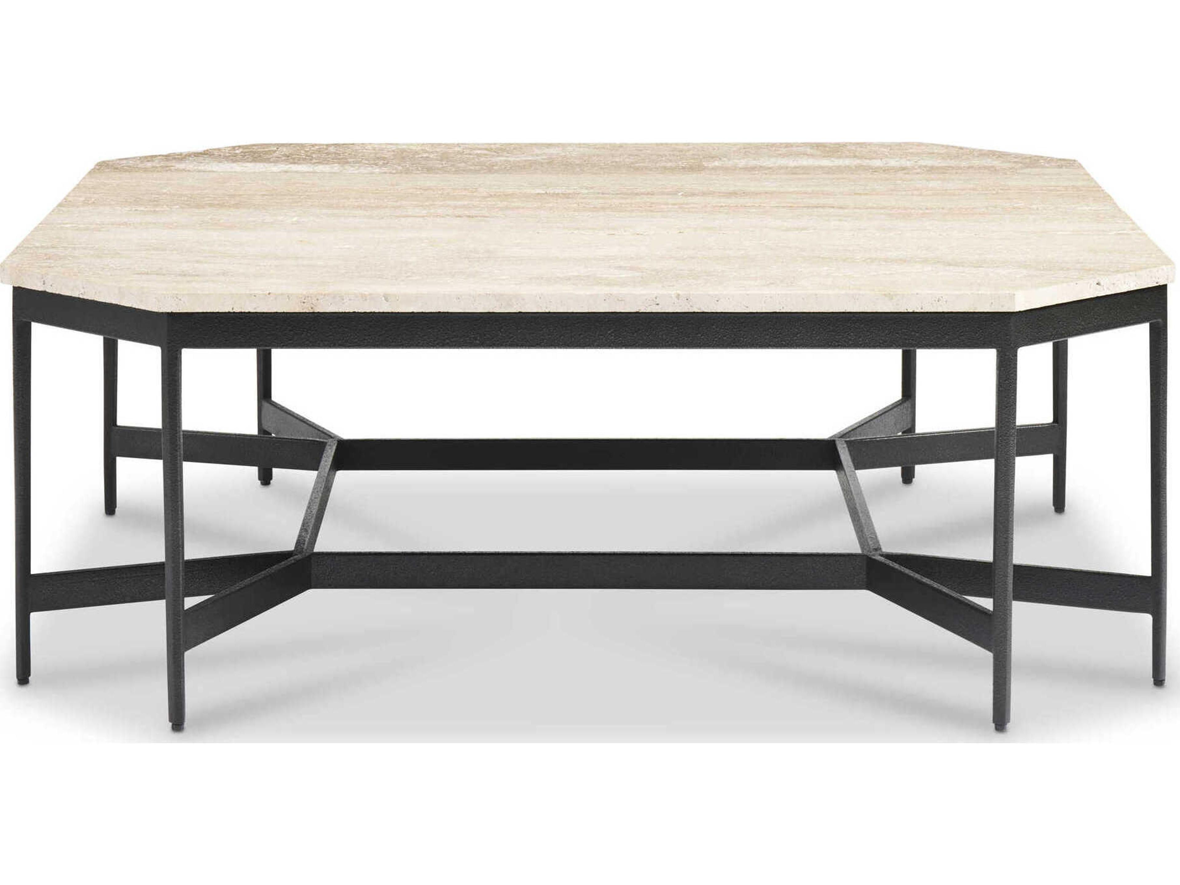 Hickory White Revival Square Stone Everett Cocktail Table