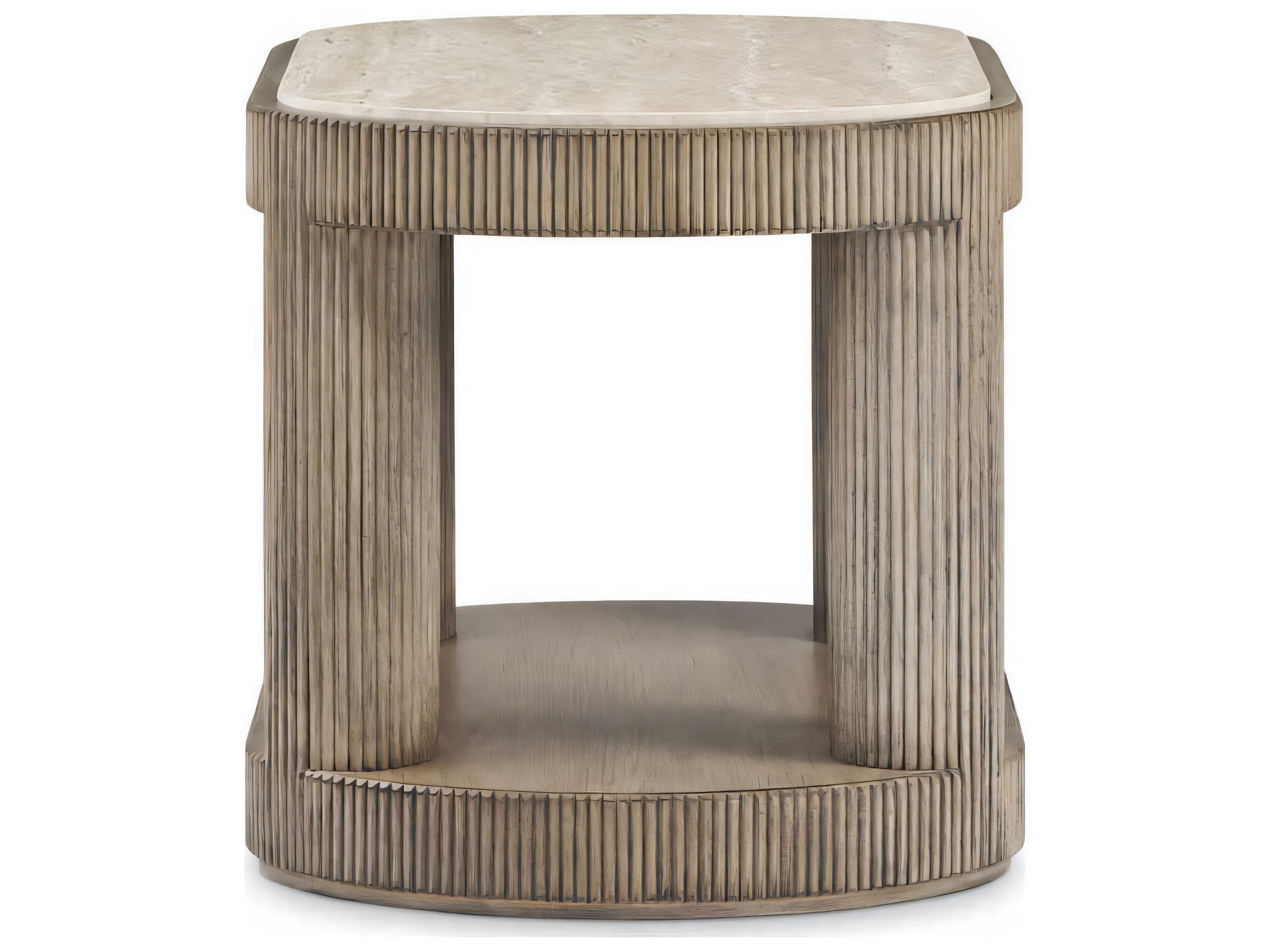 Hickory White Revival Oval Stone Silverton End Table