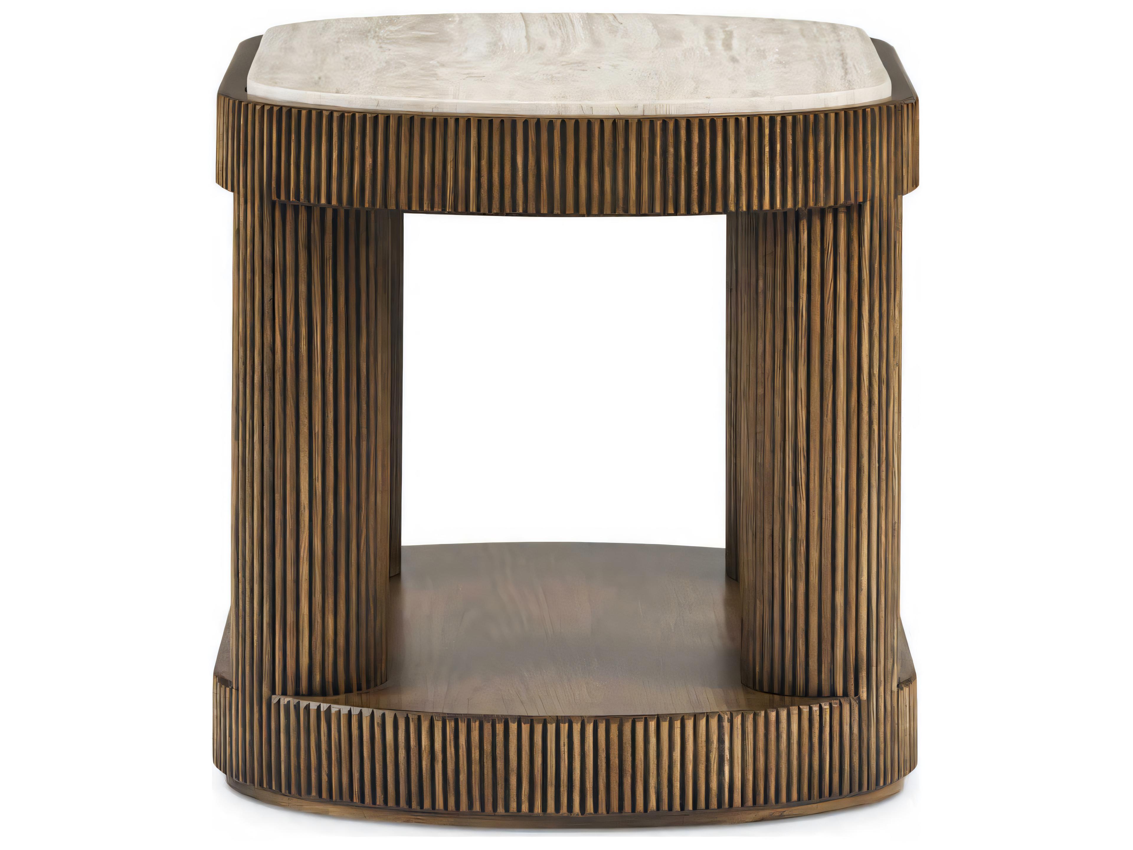 Hickory White Revival Oval Stone Silverton End Table