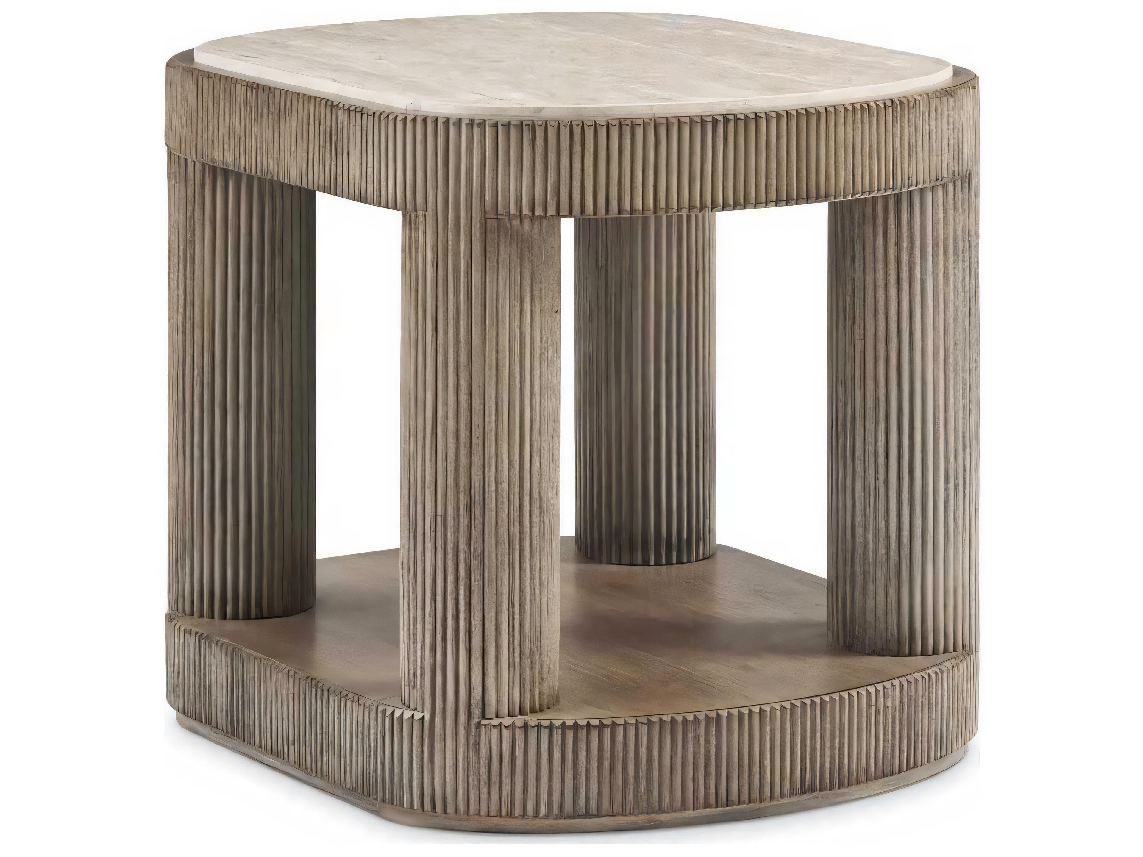 Revival Oval Stone Vintage Grey End Table