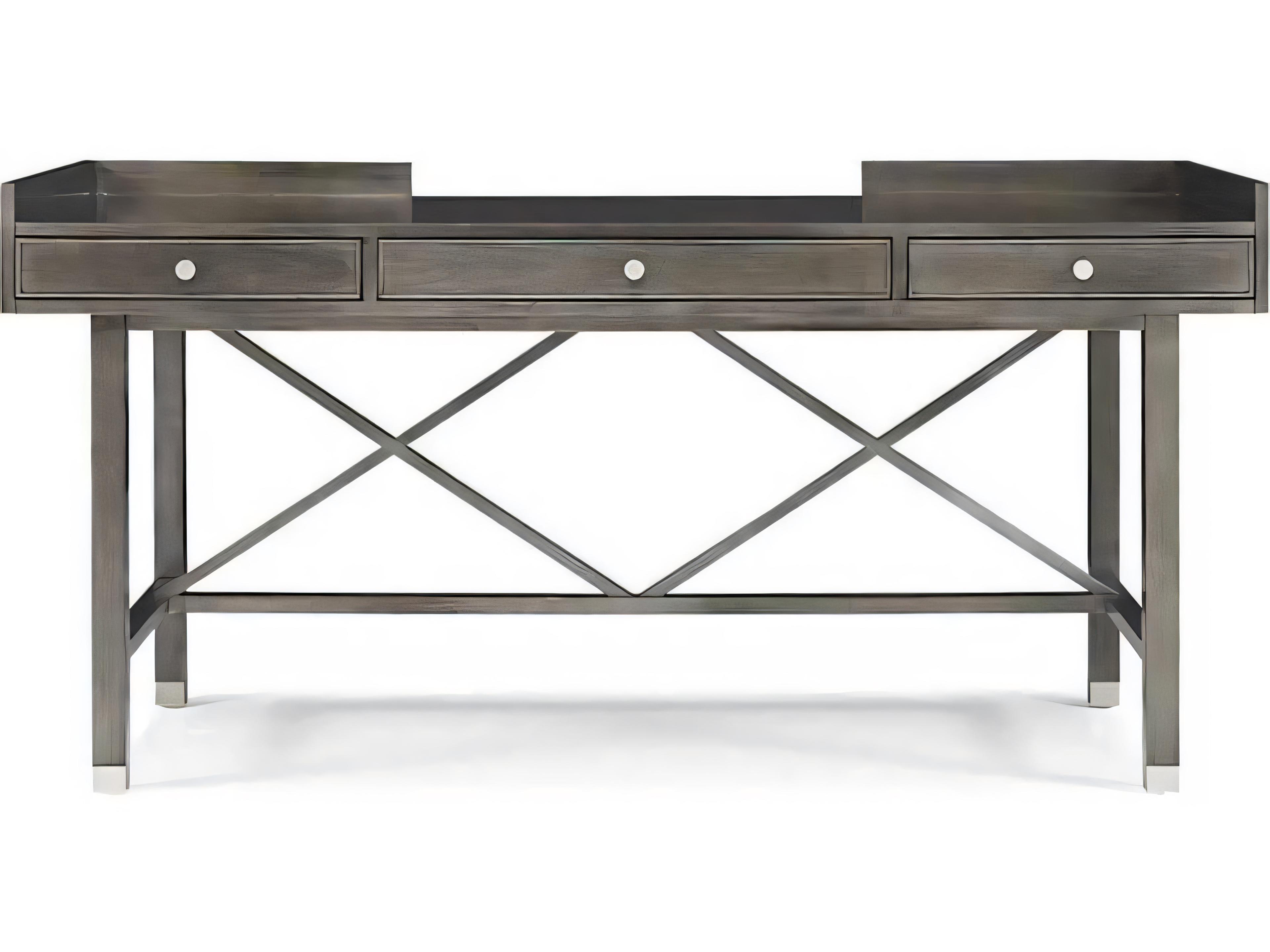 Hickory White Skyloft Black Nickel Gray Maple Wood Writing Desk